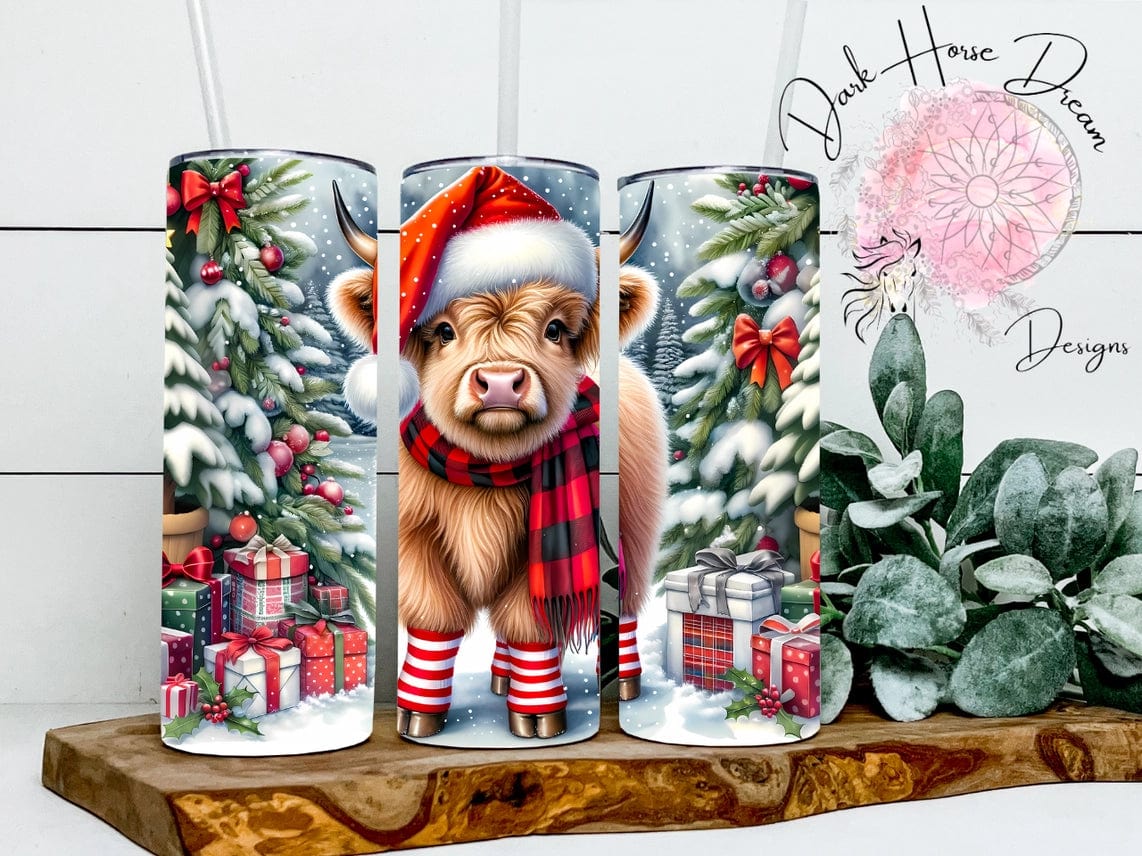 Christmas Highland Cow Skinny Tumblers Made in the USA、mySite、g9winljtr