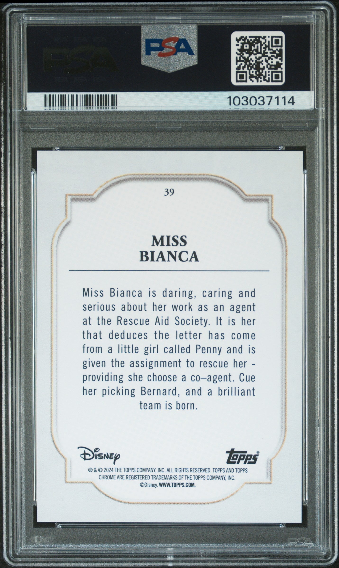 Miss Bianca #39 Red 5/5 PSA 10 Topps Chrome Disney Sapphire Edition 2024、mySite、waistdrama