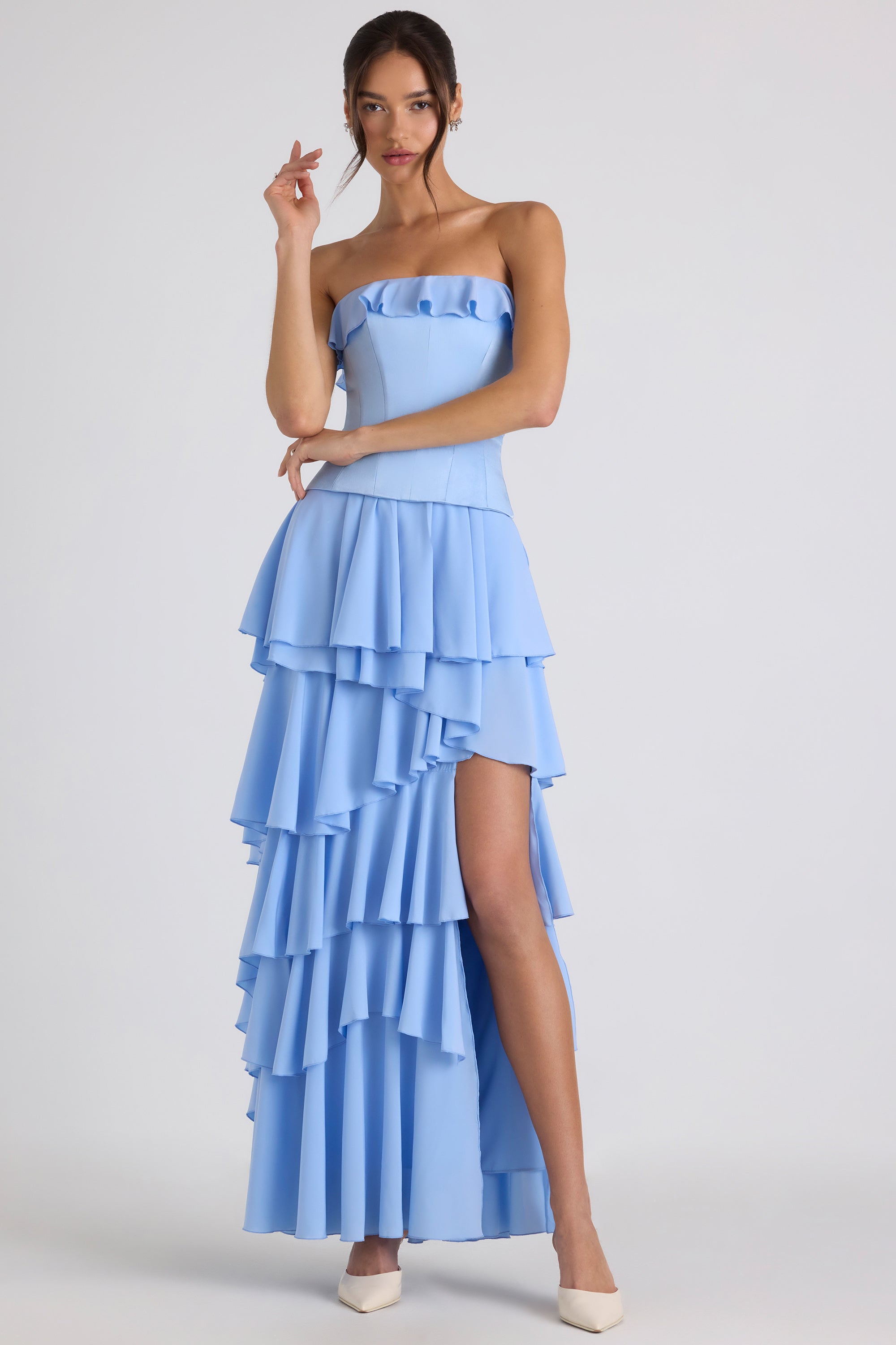 Tiered Corset Gown in Sky Blue、mySite、solidvoid