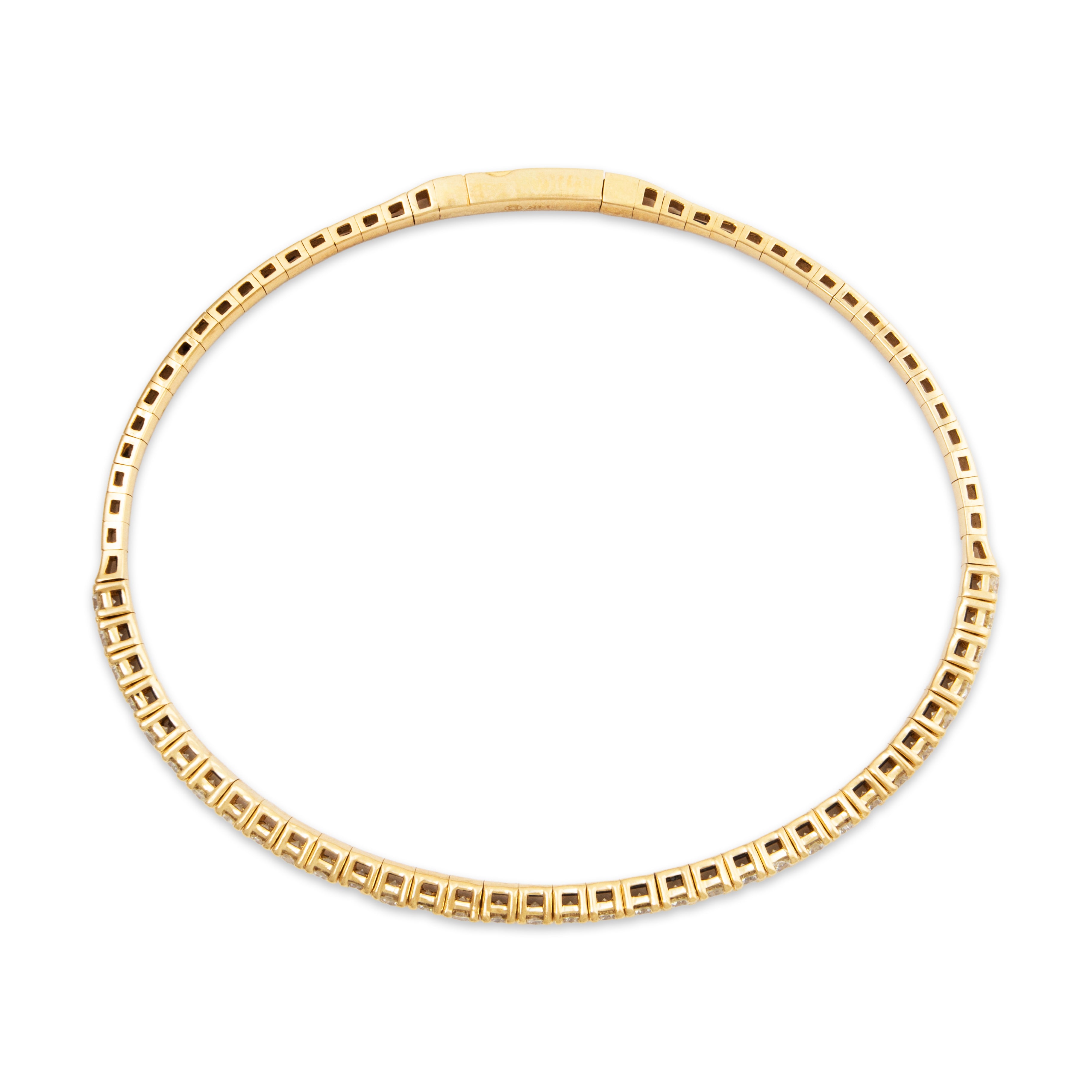 Estate 14k Yellow Gold 2.35cttw Diamond Articulated Line Bangle Bracelet、mySite、hinf8tx79