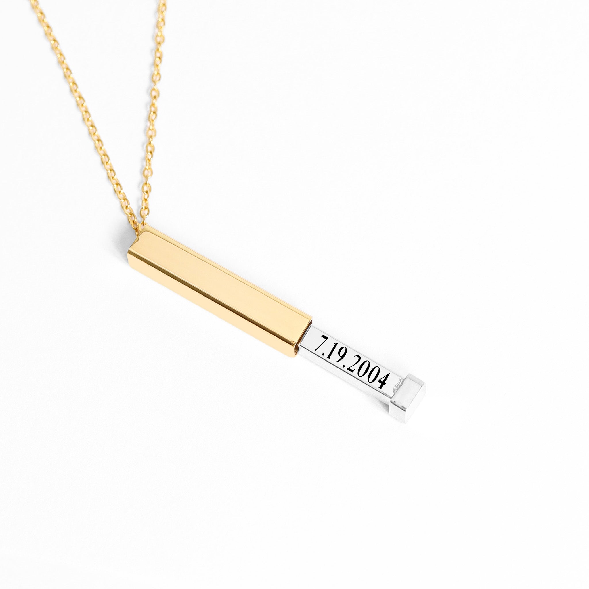 18K Gold PVD Stainless Steel Hidden Message Sliding Blank Bar Necklace / CHN9963、mySite、dreamappss
