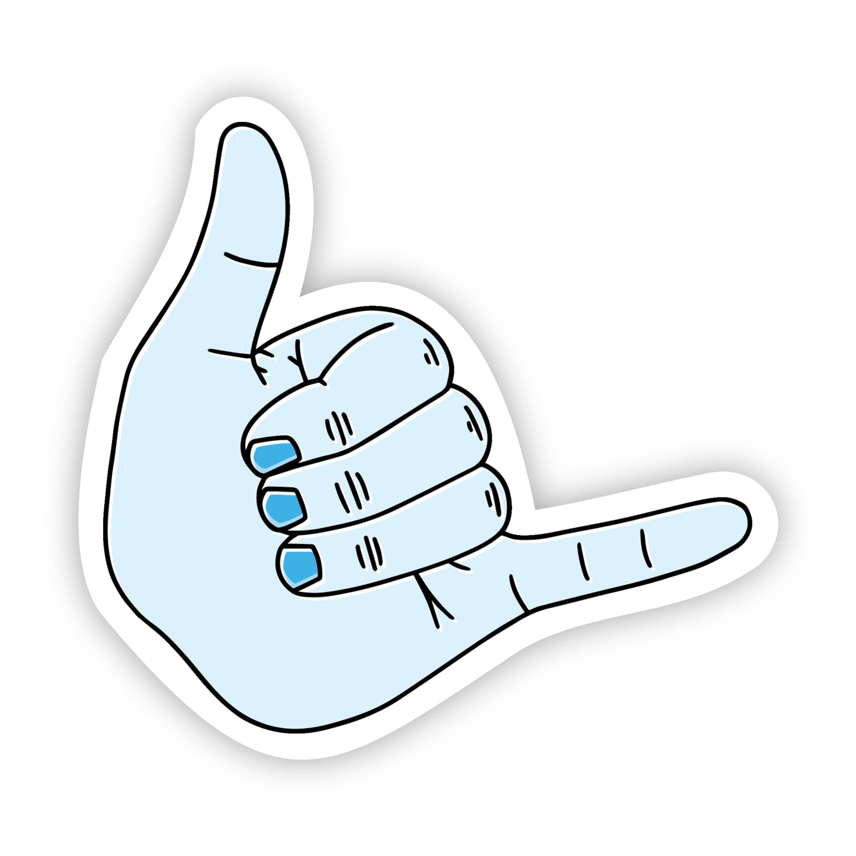  Shaka Light Blue Aesthetic Sticker - Hang Loose、mySite、elrpsem3k