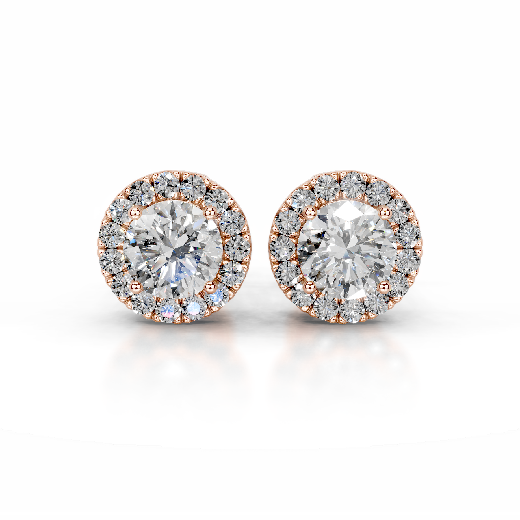 Isla Lab Grown Diamond Halo Earrings (5 Carat) -14K Rose Gold、mySite、hinf8tx79