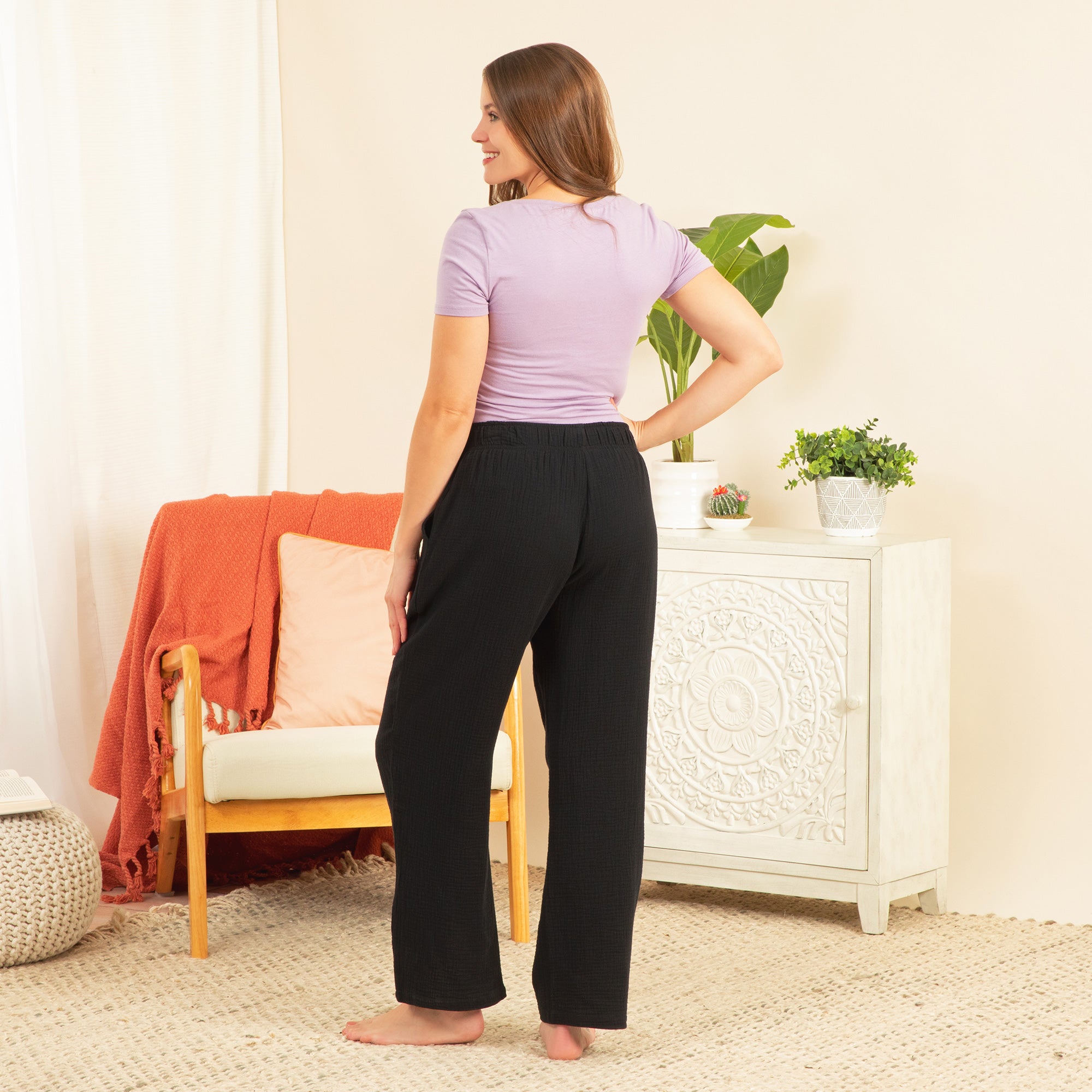 Paw Sunflower Embroidered Cotton Gauze Pants、mySite、camillekostekn