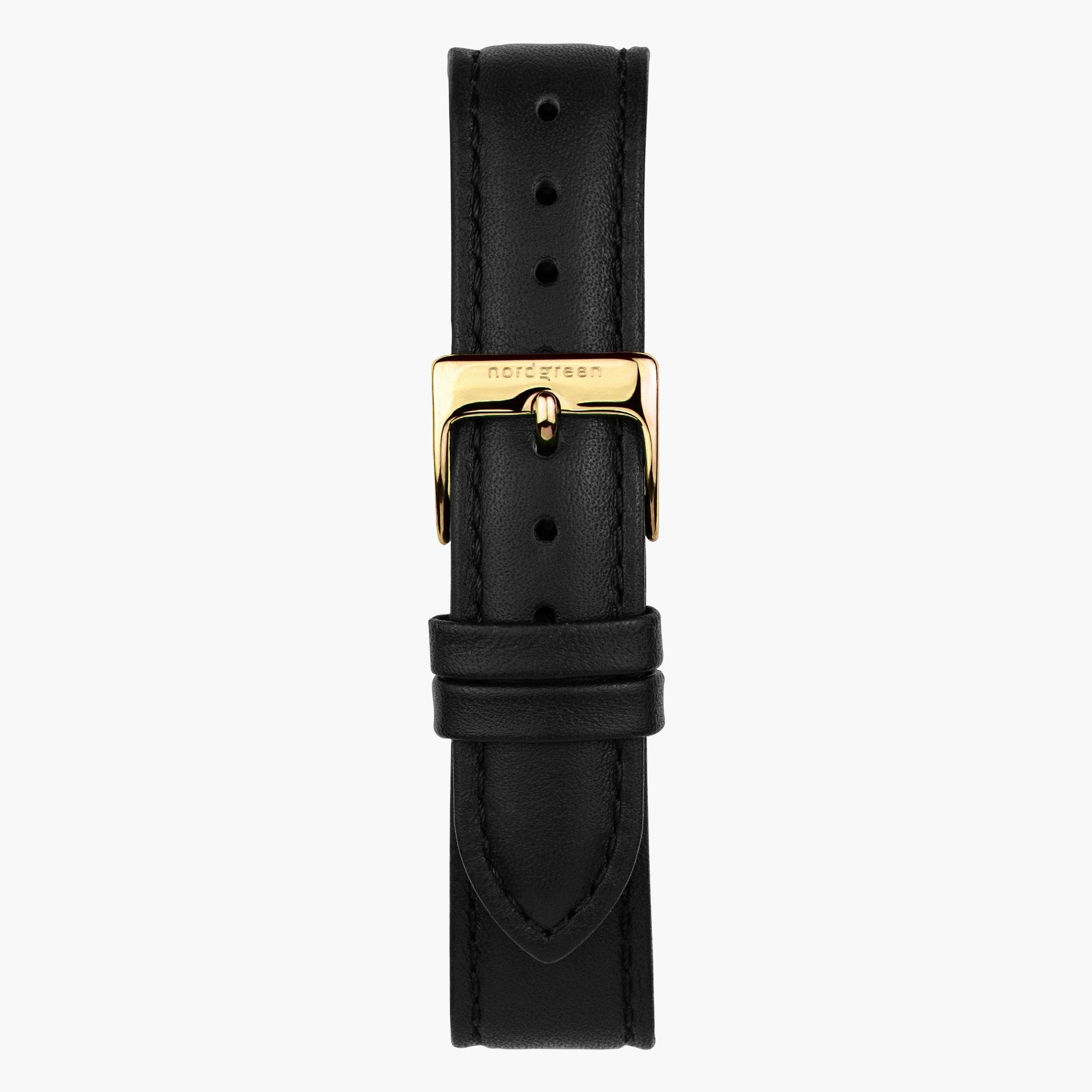 Black Leather Watch Strap - Gold - 28mm、mySite、botmansion