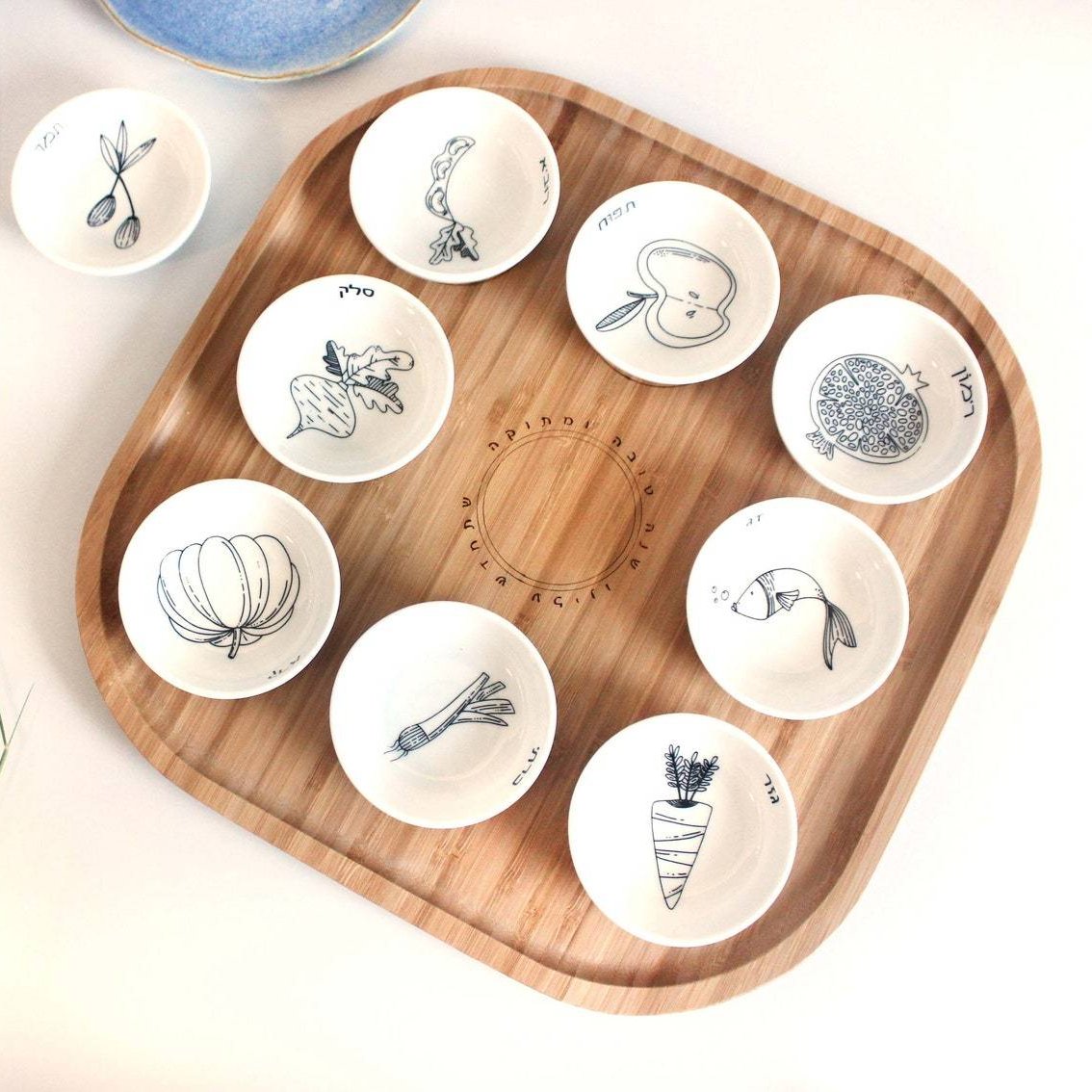 Modern Rosh Hashanah Seder Plate - Black and White、mySite、topwebapps