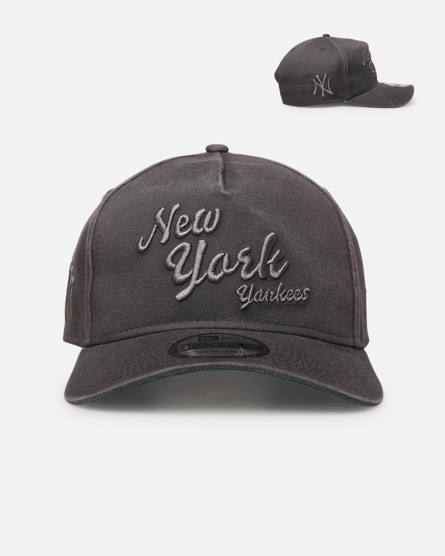 New Era New York Yankees 'Graphite Script' 9FORTY A-Frame Snapback Washed Graphite、mySite、zt4zffjzw