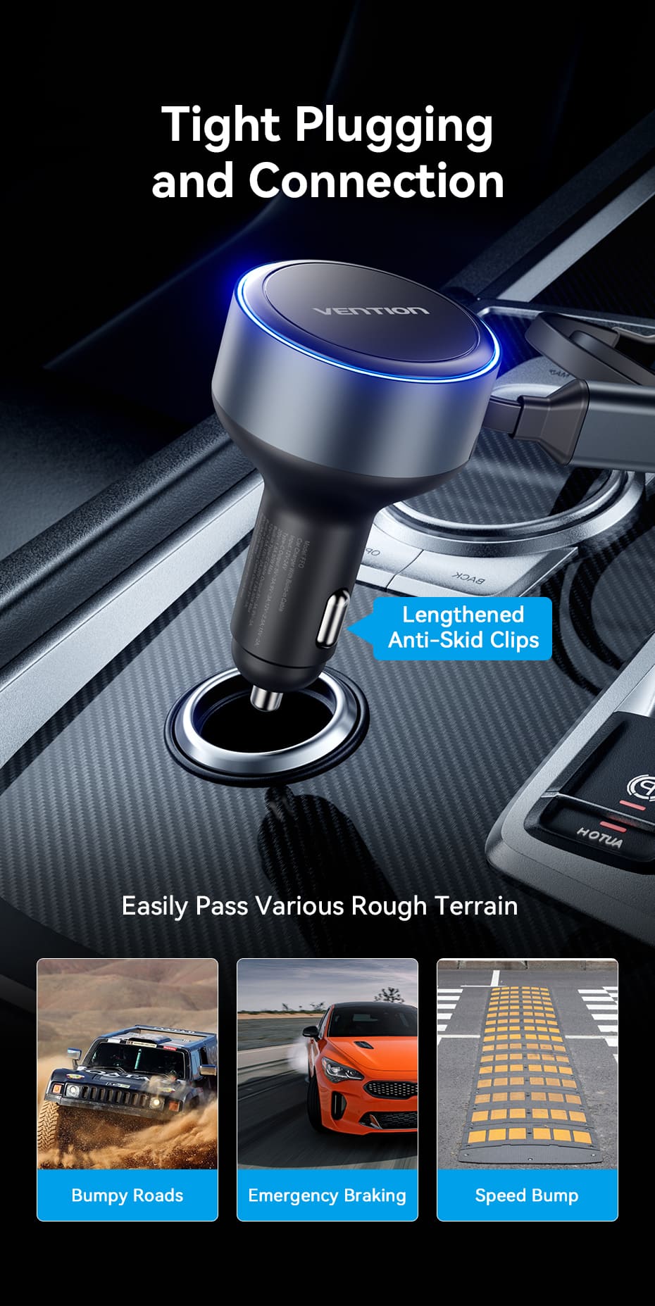 Three-Port USB-C + USB-C/Lightning (30W + 30W/27W) Car Charger