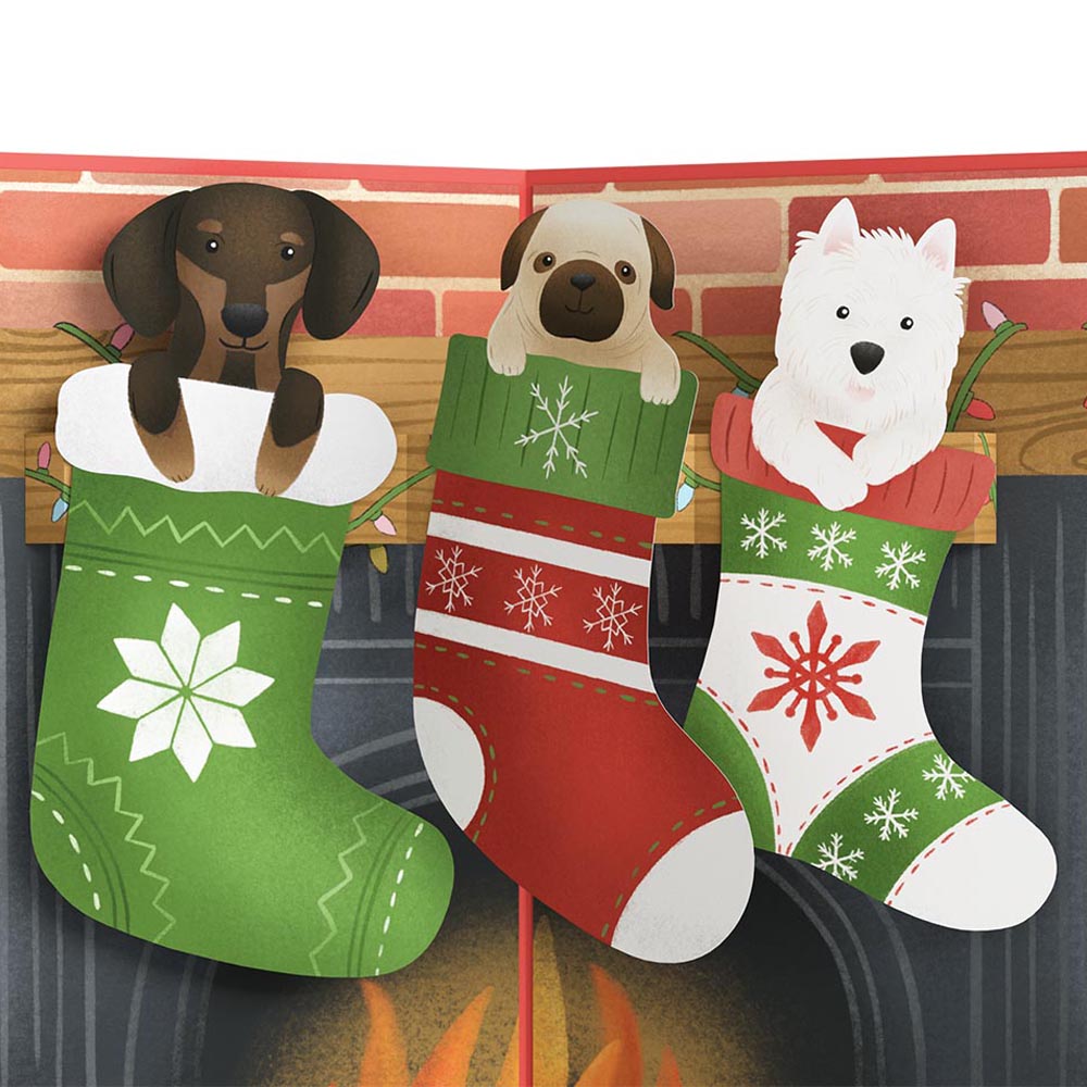 Christmas Dog Stockings Pop-Up Card、mySite、solidvoid