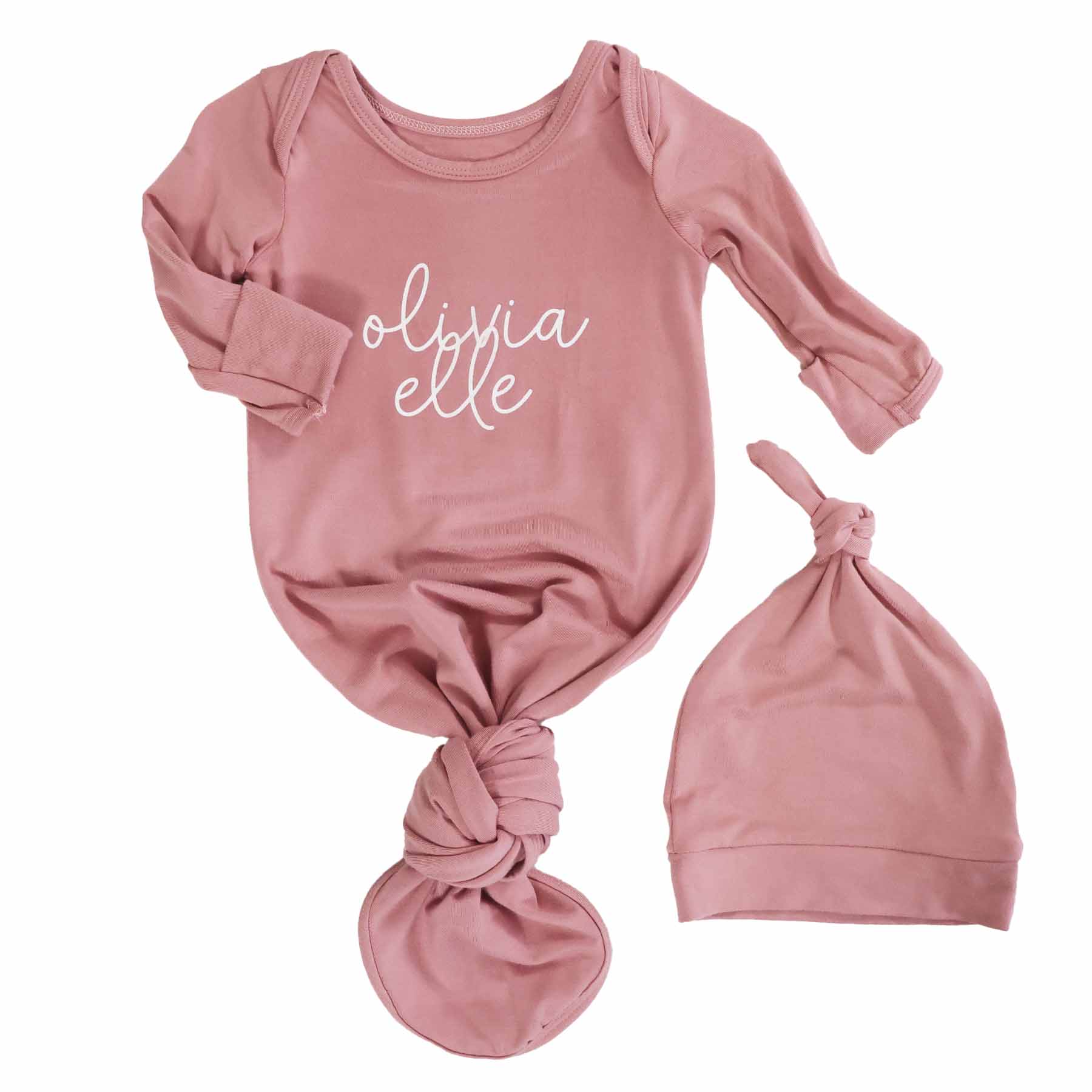  Girl Personalized Bamboo Newborn Baby Knot Gown & Hat、mySite、layawaytickets