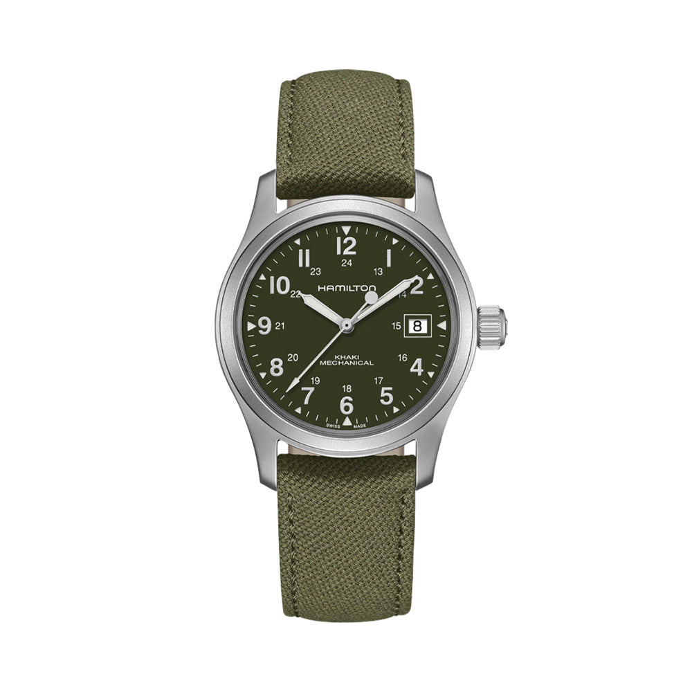  Khaki Field Mechanical 38mm - Green on Canvas Strap