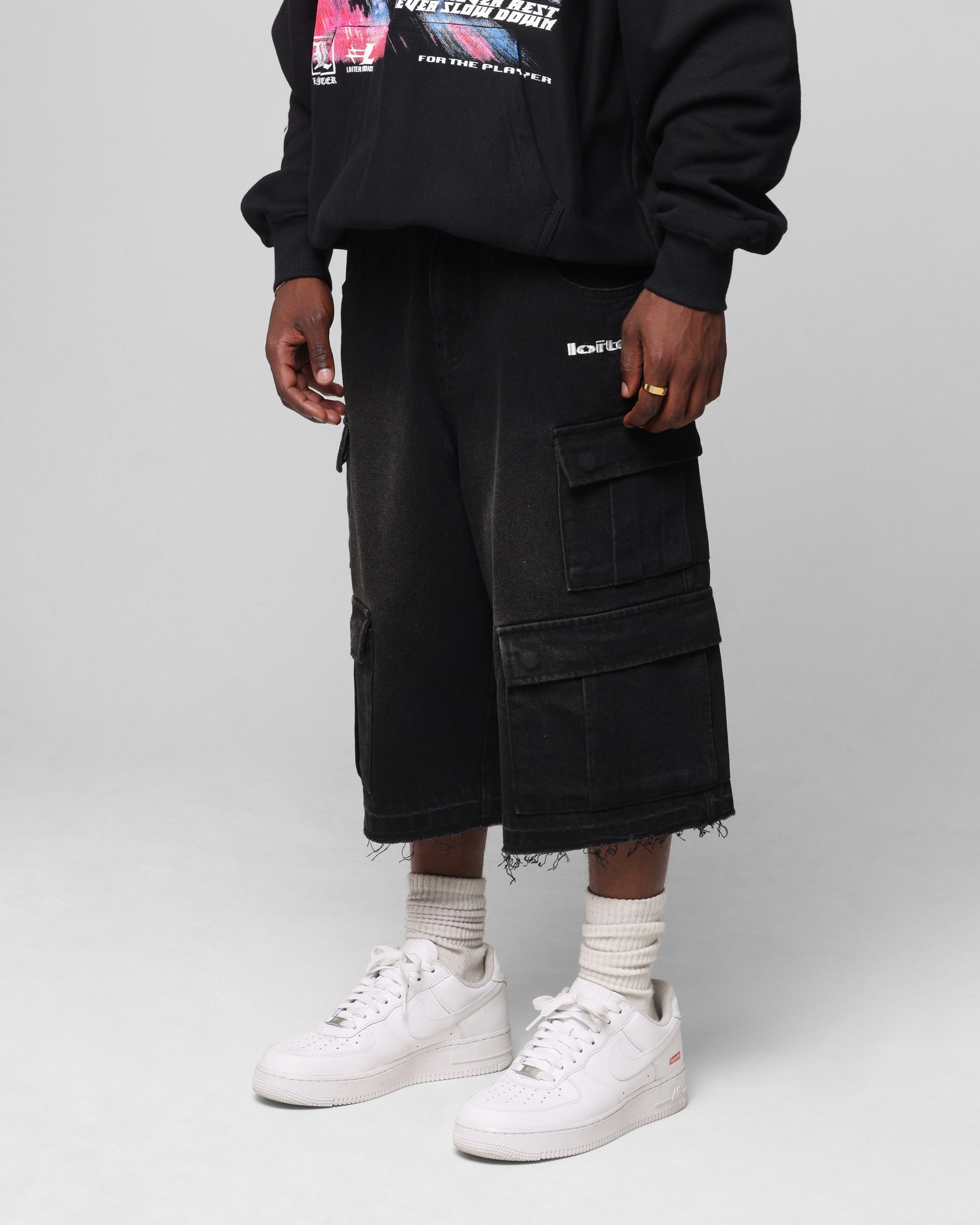 Loiter 3 Quarter Pants Washed Black、mySite、zt4zffjzw