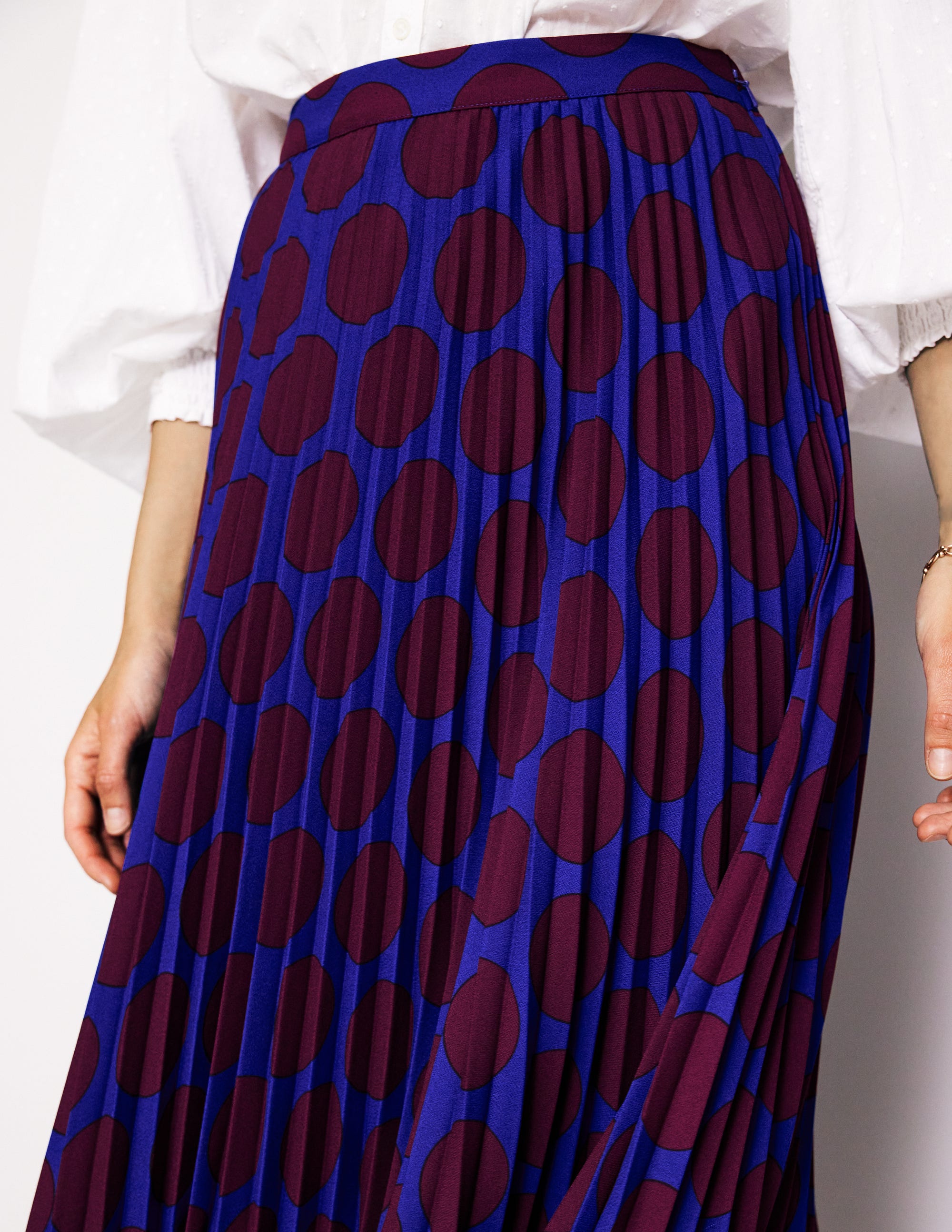  Camilla Pleated Midi Skirt-Chestnut, Large Spot、mySite、ashleygrahame