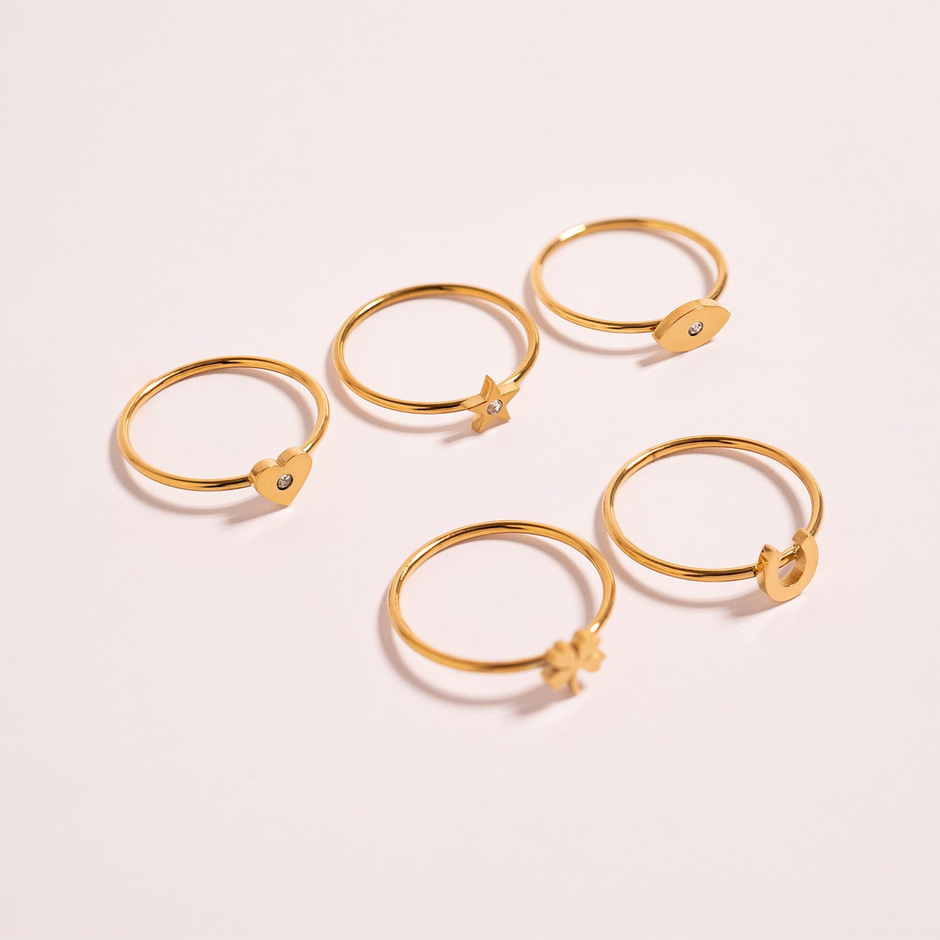 18K Gold PVD Stainless Steel CZ Stone Heart Symbol Ring / ZRJ0005、mySite、dreamappss