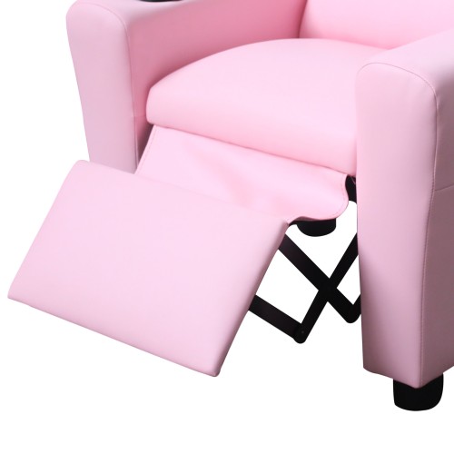 Marisa 23" Pink PU Leather Kids Recliner Chair with Cupholder、、casual
