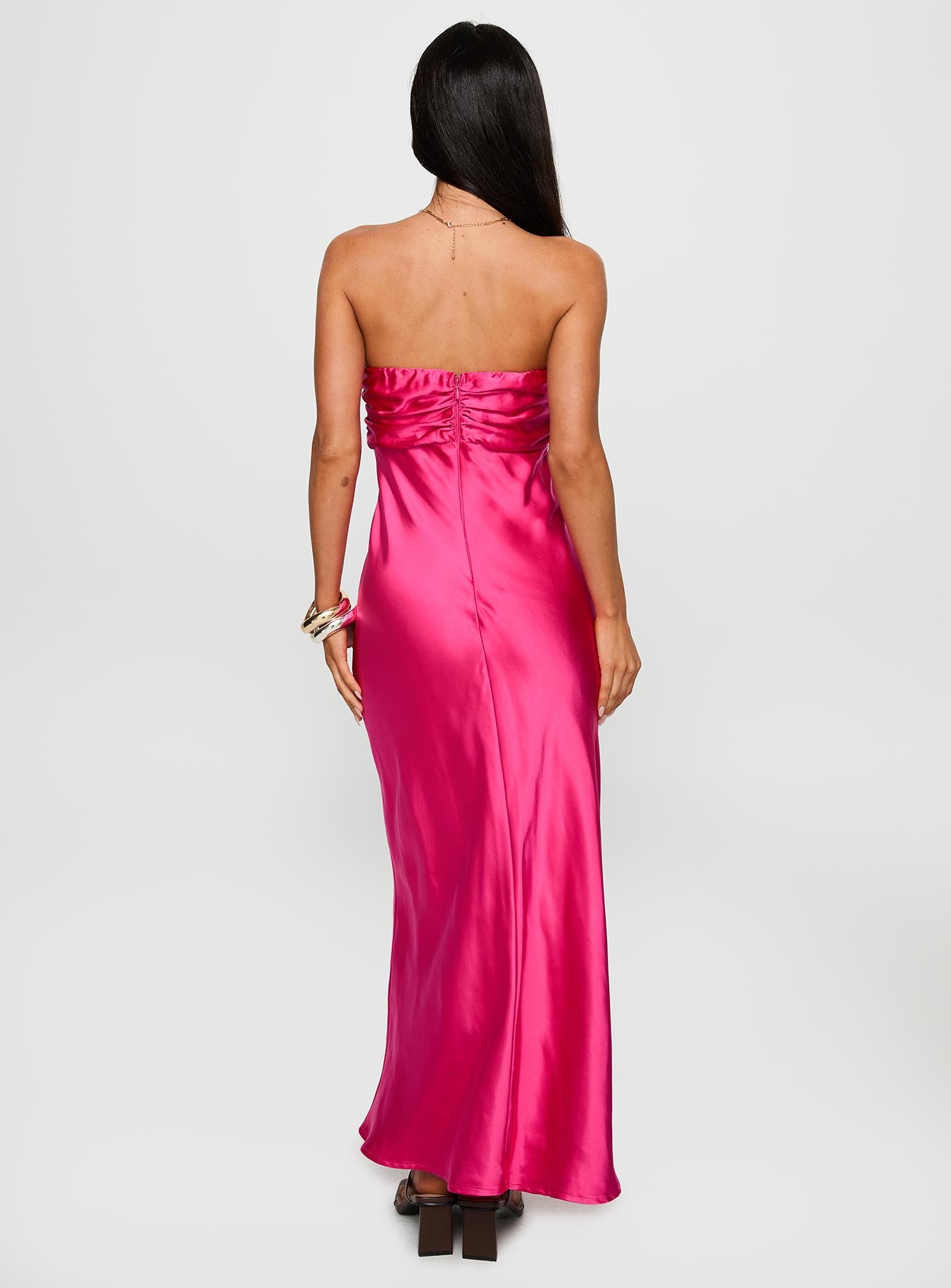 Cyprian Strapless Maxi Dress Hot Pink、mySite、solidvoid