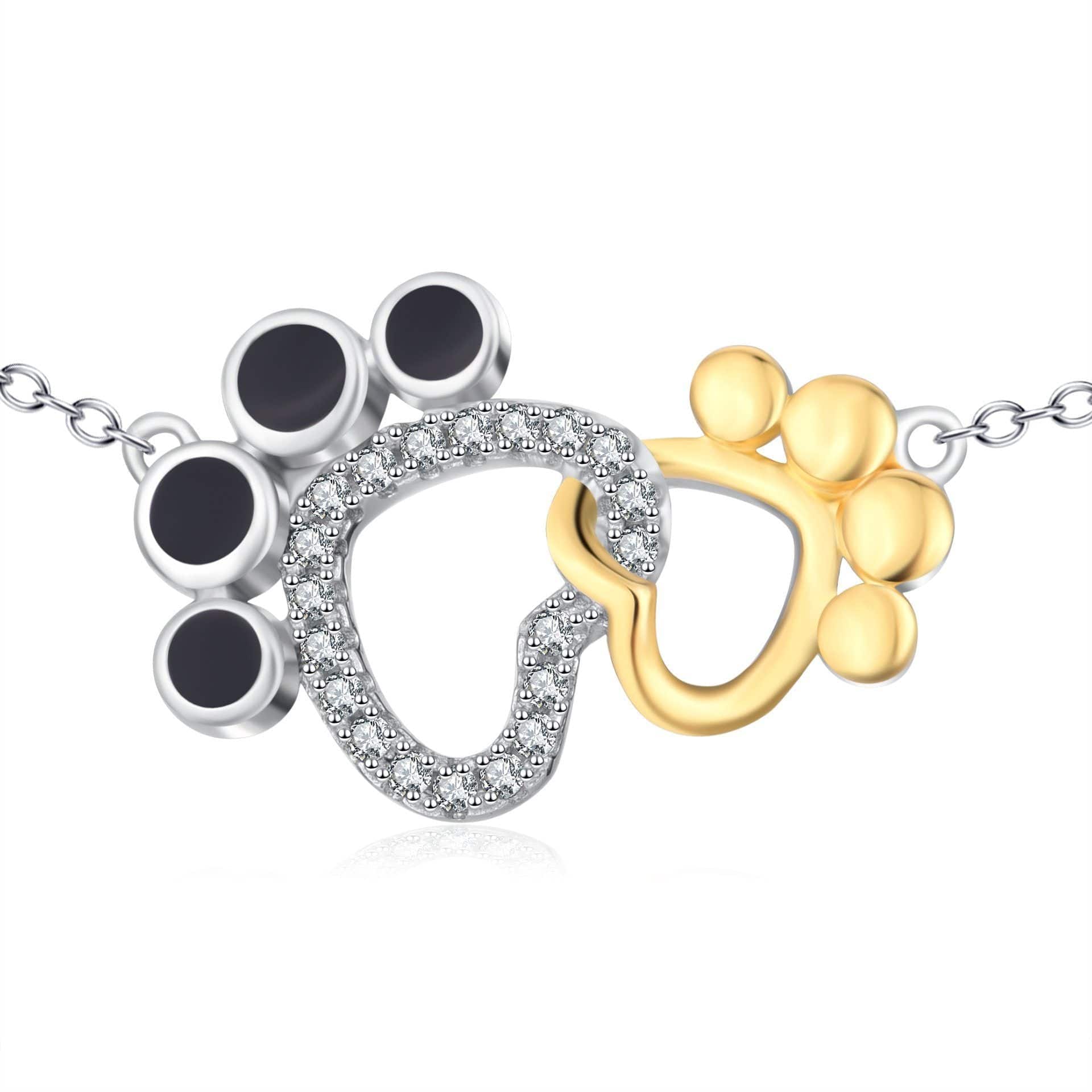 Interlocking Paws Necklace for Pet Lovers! Solid Sterling Silver、mySite、g9winljtr