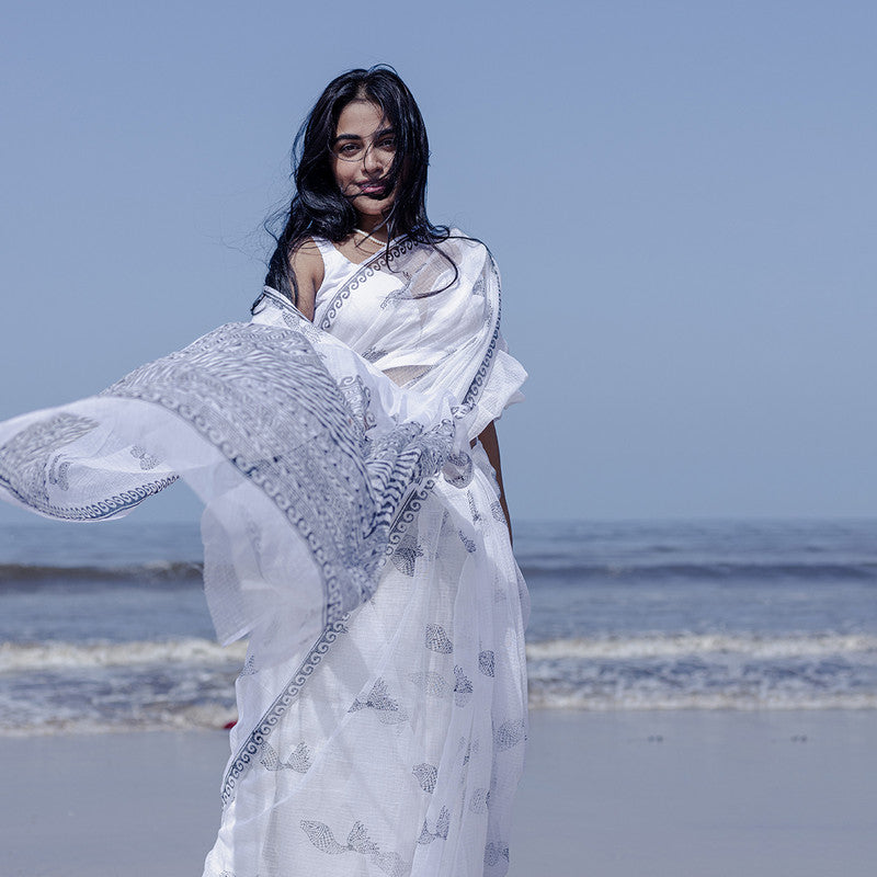 Kota Handblock Printed Saree | Black & White、mySite、camillekostekn