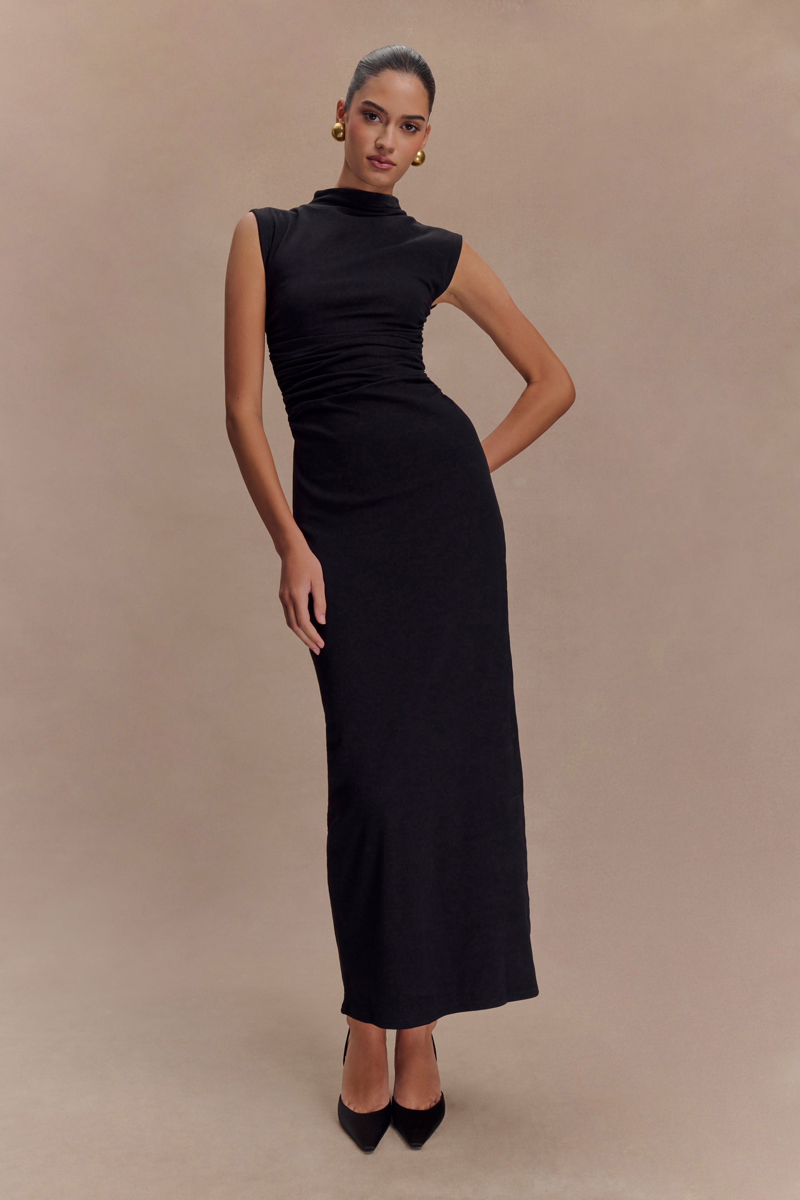 Elliot High Neck Sleeveless Maxi Dress - Black、mySite、solidvoid