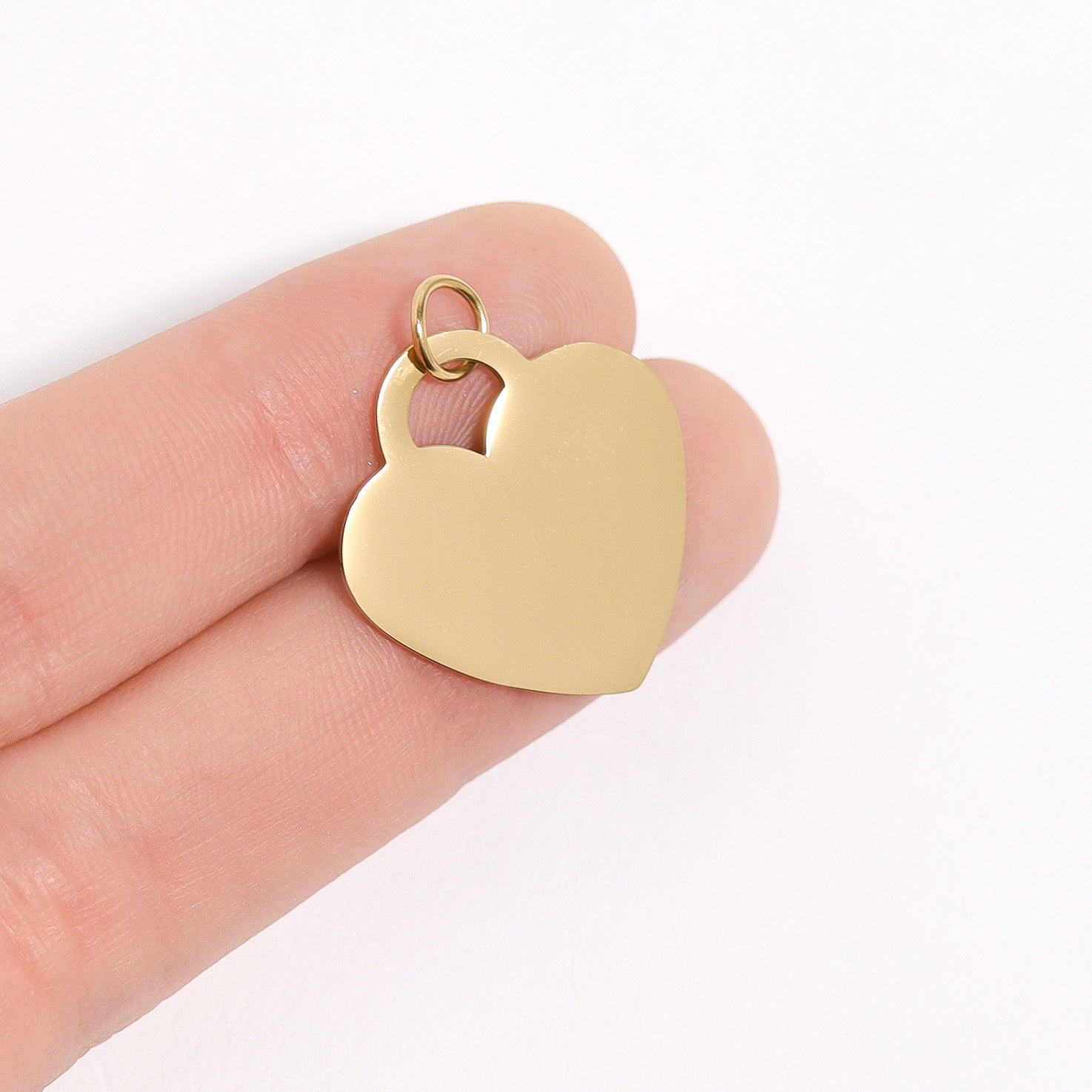 18K Gold PVD Blank Heart Charm Stainless Steel Pendant / SBB0011、mySite、dreamappss