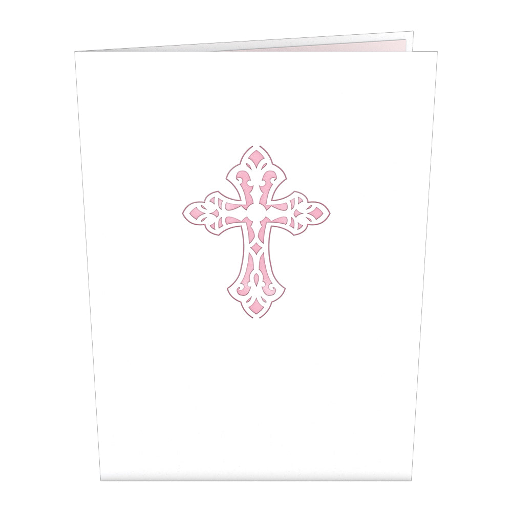 Pink Floral Cross Pop-Up Card、mySite、solidvoid