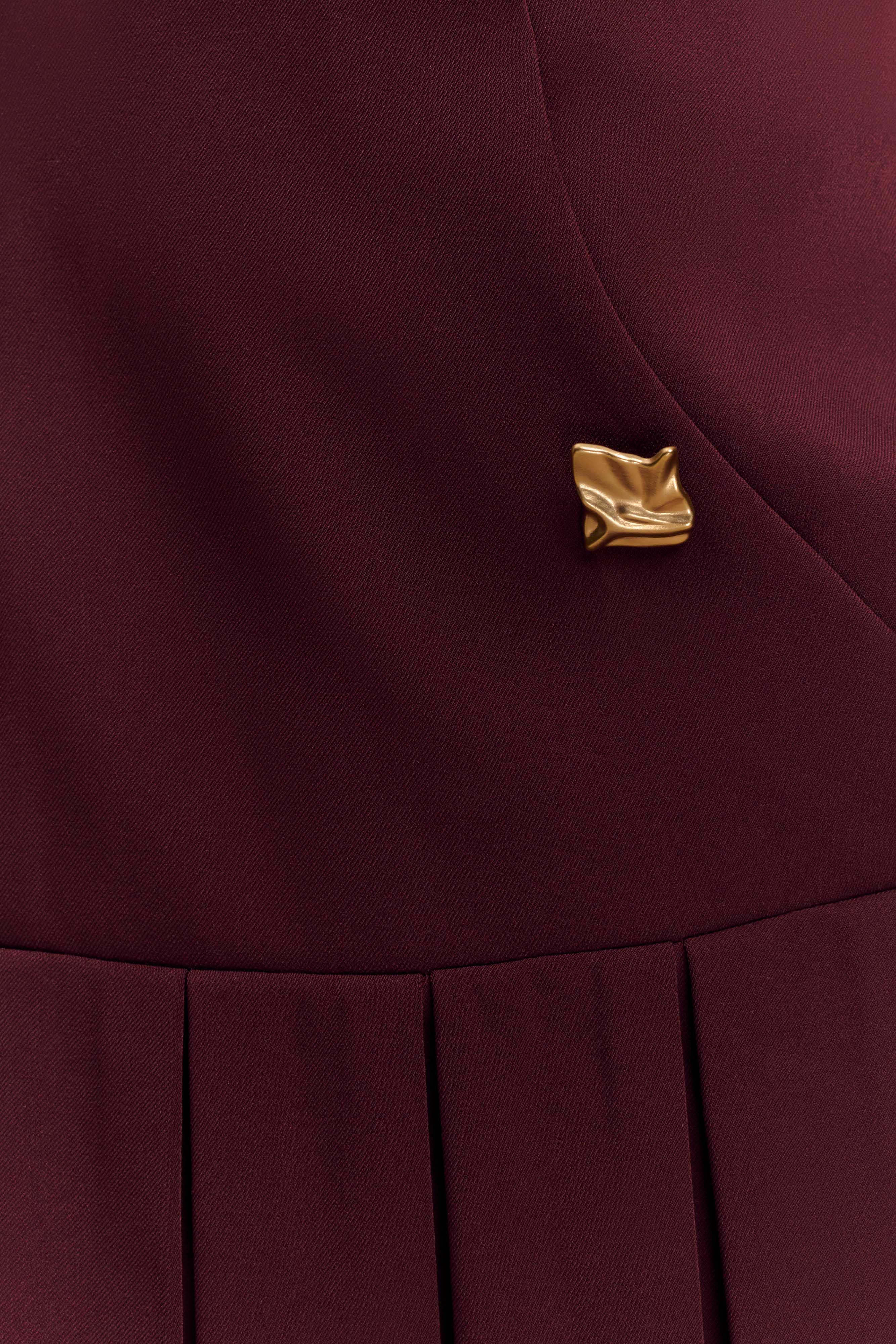 Mackenzie Sleeveless Pleated Mini Dress - Mahogany、mySite、solidvoid