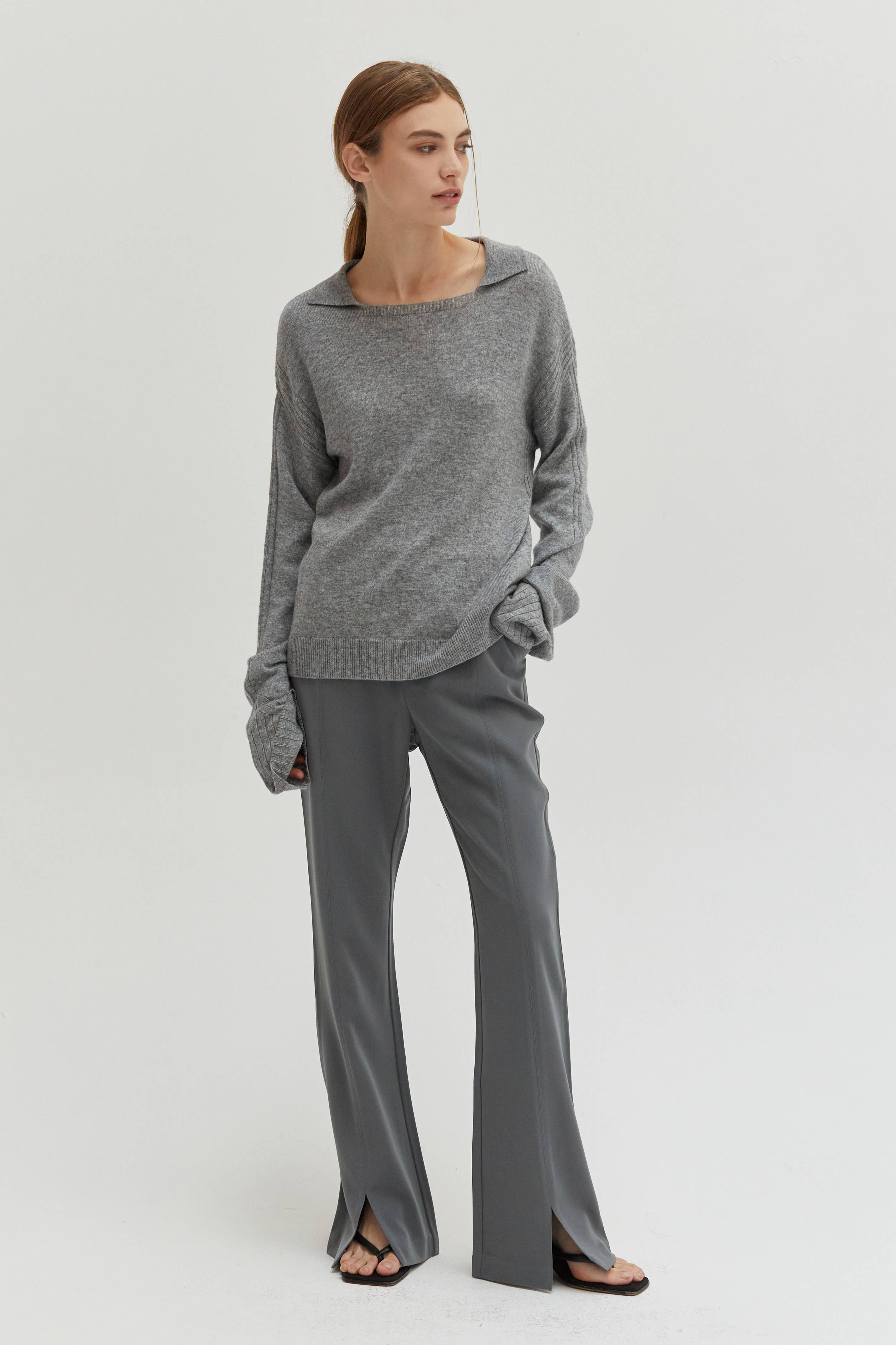 Maline Cashmere Softened Collared Sweater Top、mySite、dreamappss