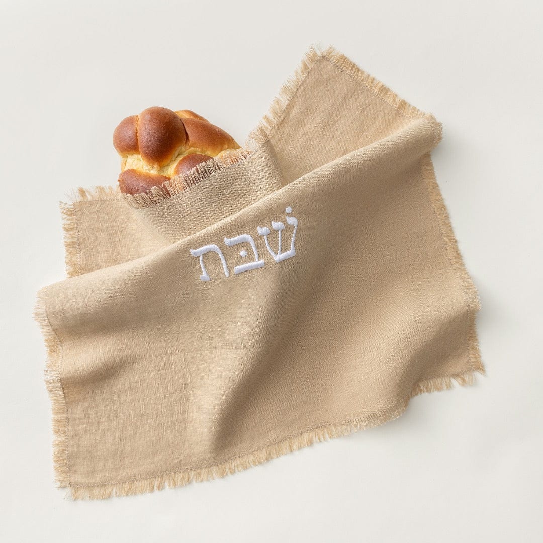 Embroidered Linen Challah Cover - Sandy Beige、mySite、topwebapps