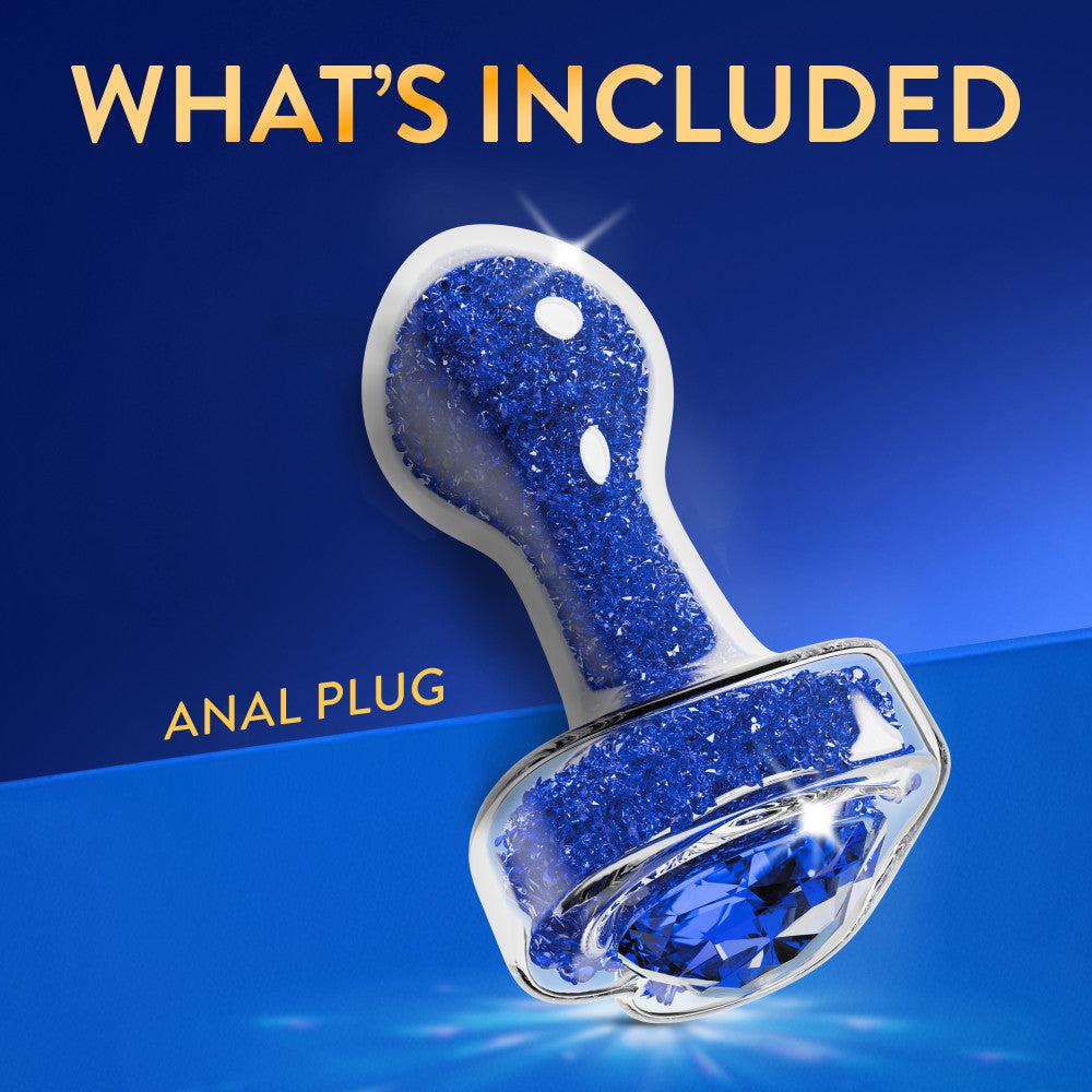 Oh My Gem | Prestige Glass Anal Plug With Sapphire Heart-Shaped Base – Body-Safe Borosilicate Glass With Tapered Tip – In Blue、mySite、bottomscart