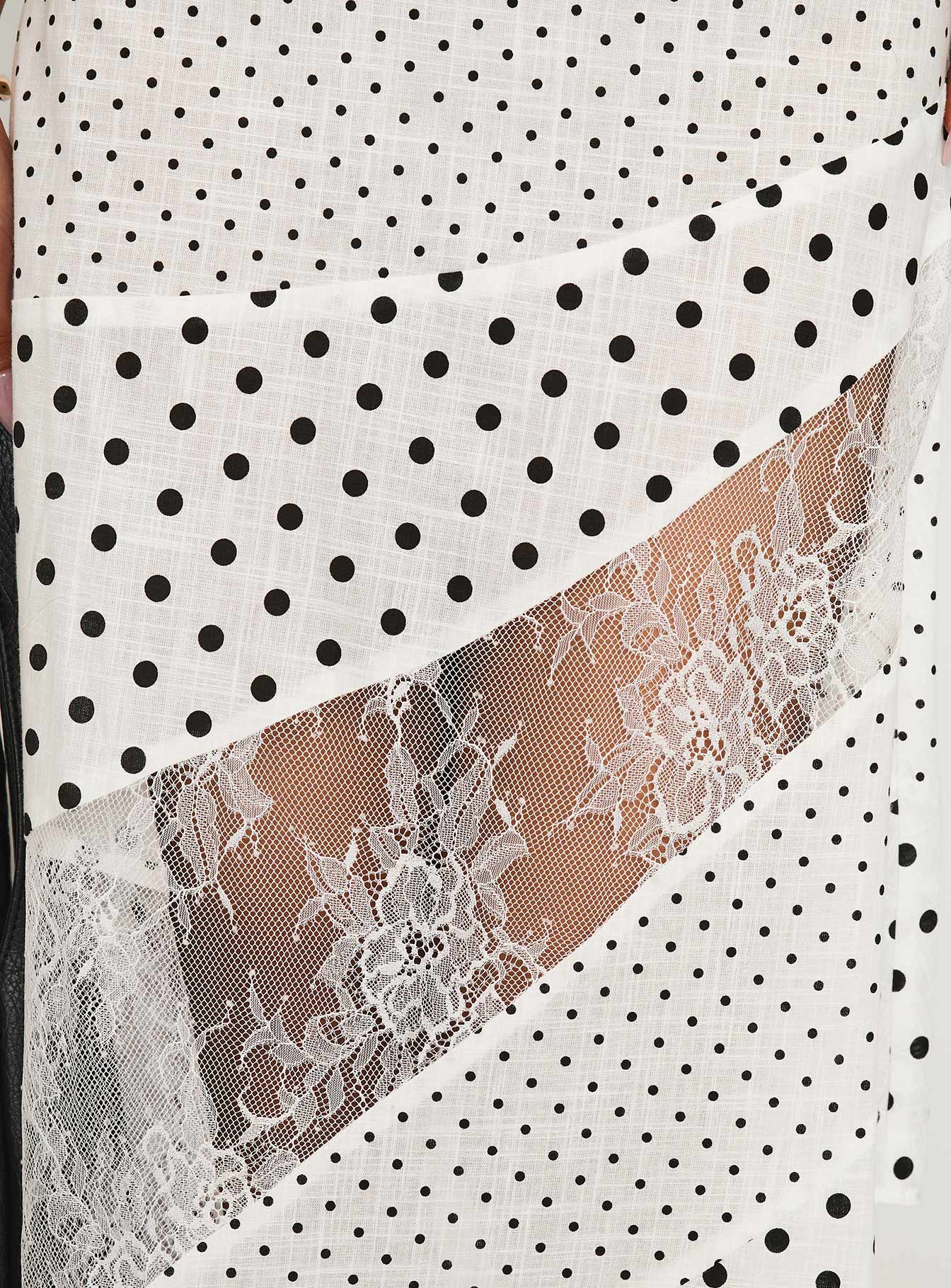 Rennar Maxi Skirt White / Polka Dot、mySite、solidvoid