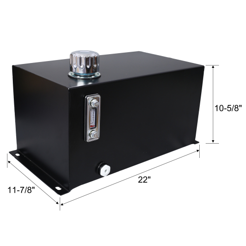 5 Gallon 14 Gauge Steel Hydraulic Fluid Reservoir Tank with Inlet 1-1/2" FNPT and Outlet 3/4" FNPT, Integral Mounting Foot On Each End, Black、、eastwooduniform