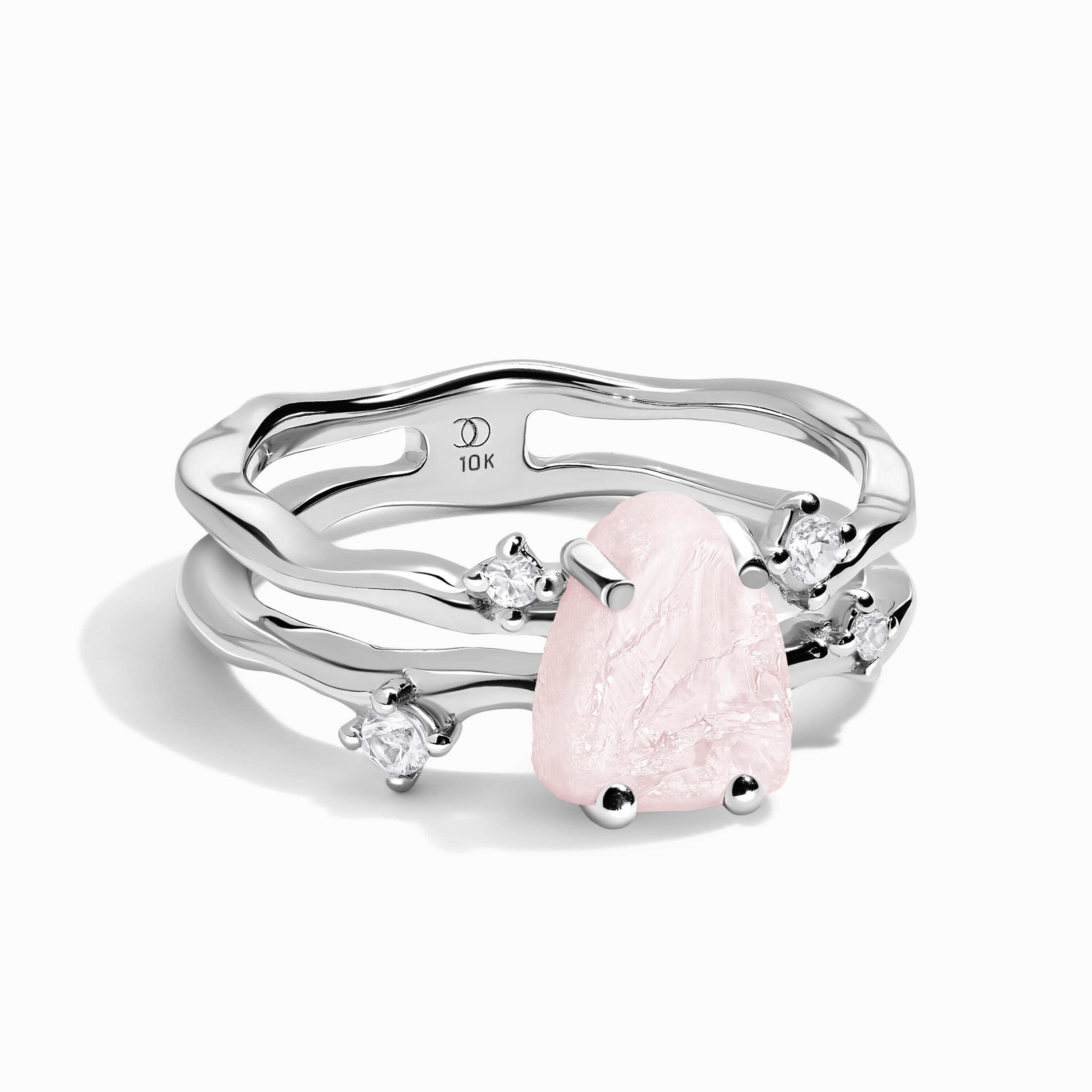 Raw Crystal Ring - Flow Rose Quartz、mySite、hinf8tx79