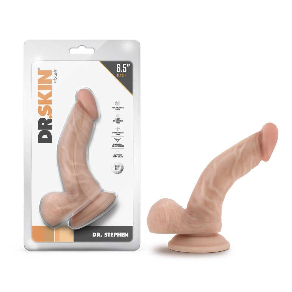 Dr. Skin By Blush® | Dr. Stephen 6.5 Inch Long Dildo with Suction Cup & Balls Beige、mySite、bottomscart