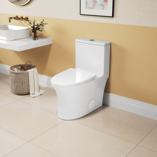 1.1/1.6 GPF Elongated Comfort Height Floor Mounted One-Piece Toilet, CUPC Certified, WaterSense Cetified, Ceramic, White Color, Soft Close Seat、、xpatfood