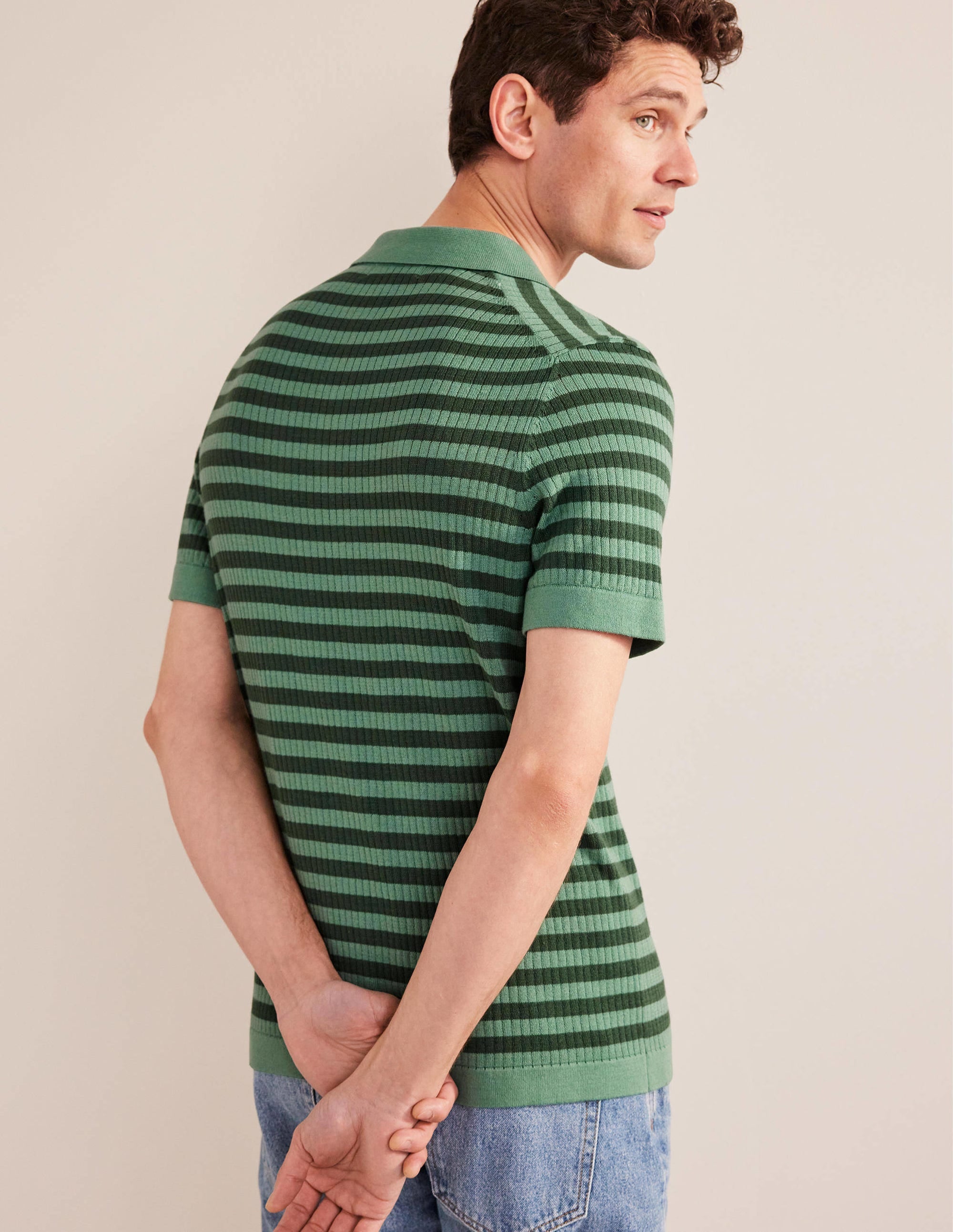  Knitted Ribbed Polo-Deep Sea Stripe、mySite、ashleygrahame
