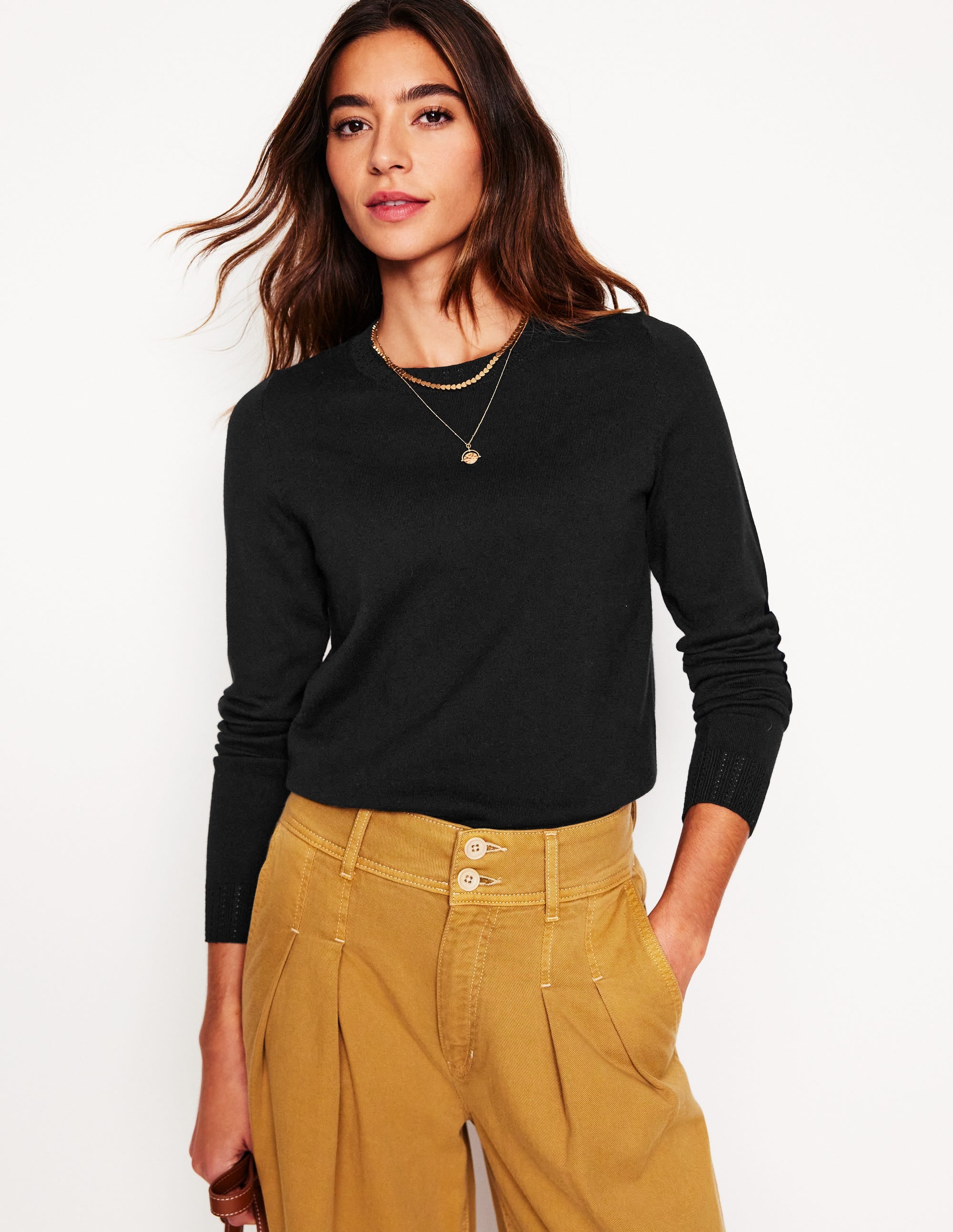  Emilia Cotton Crew Jumper-Black、mySite、ashleygrahame