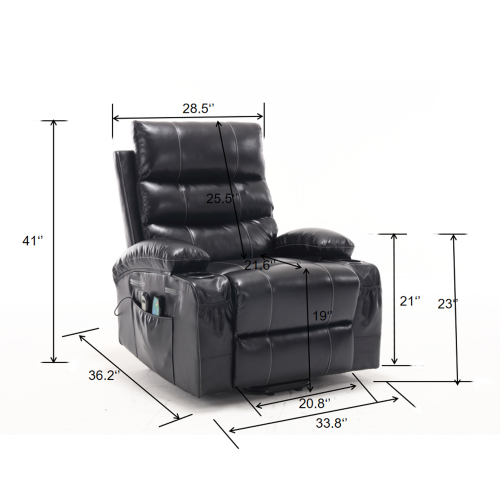 21"seat width,large size Electric Power Lift Recliner Chair Sofa for Elderly, 8 point vibration Massage and lumber heat, Remote Control, Side Pockets and Cup Holders, cozy fabric, overstuffed arm pu、、casual