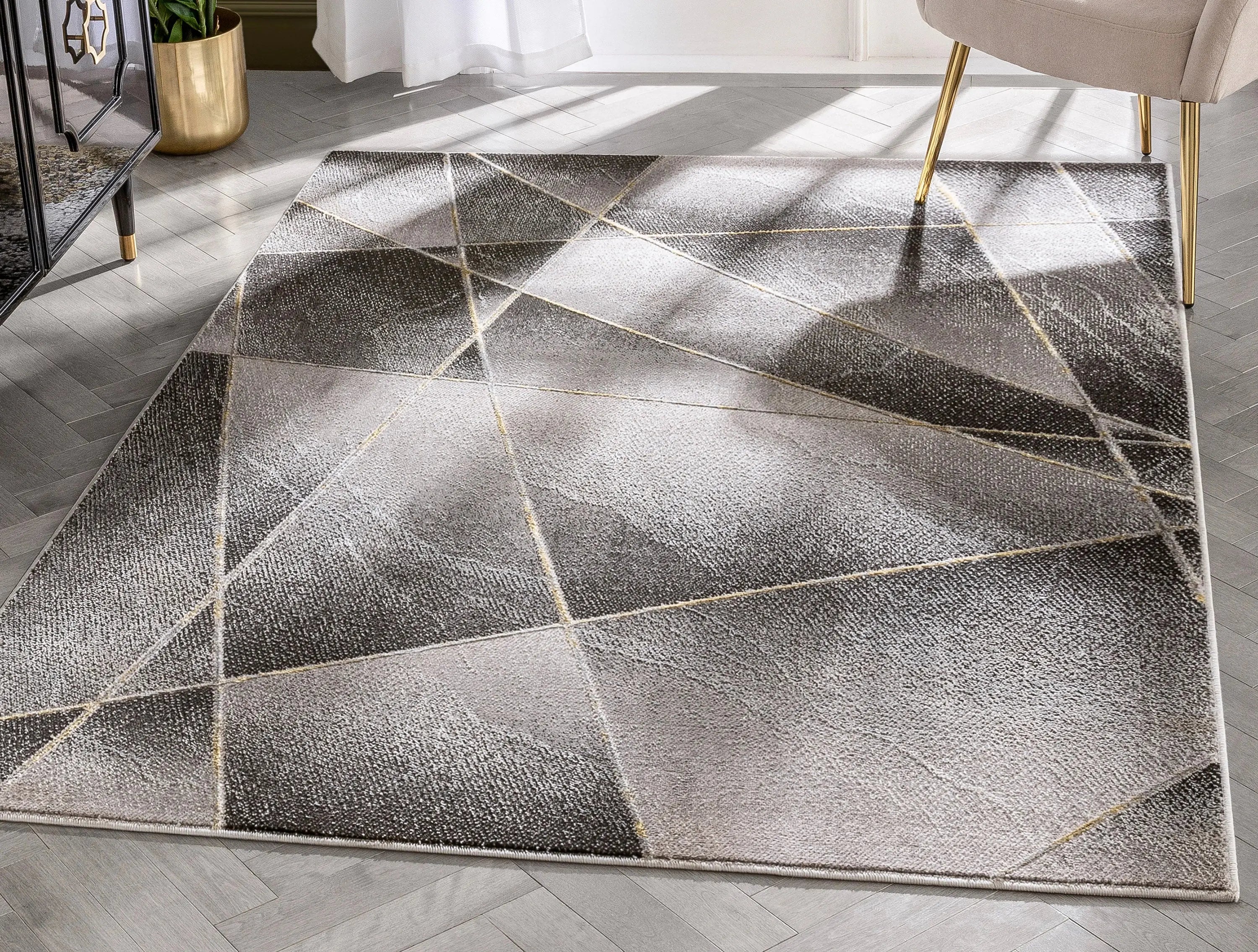 Arthur Retro Geometric Marble Pattern Grey Glam Rug、mySite、gigharbornorthrealestate