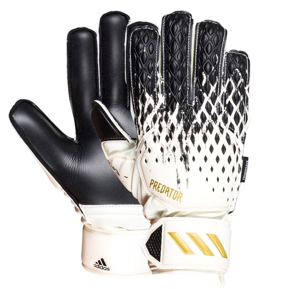 adidas Kids Predator 20 Match Fingersave Goalkeeper Gloves White/Black/Gold Metallic、mySite、noshort