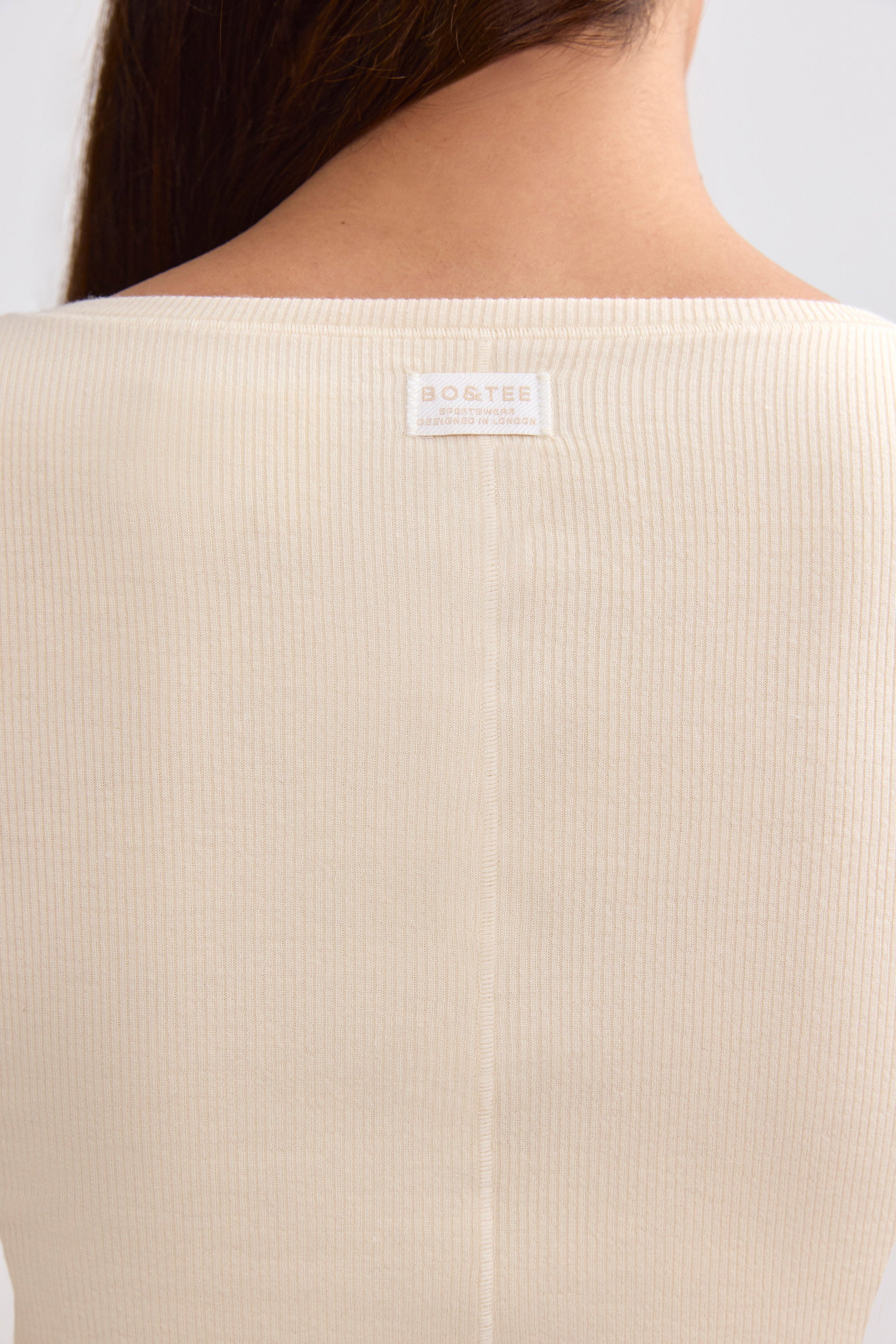 Ribbed Modal V-Neck Crop Top in Cream、mySite、solidvoid