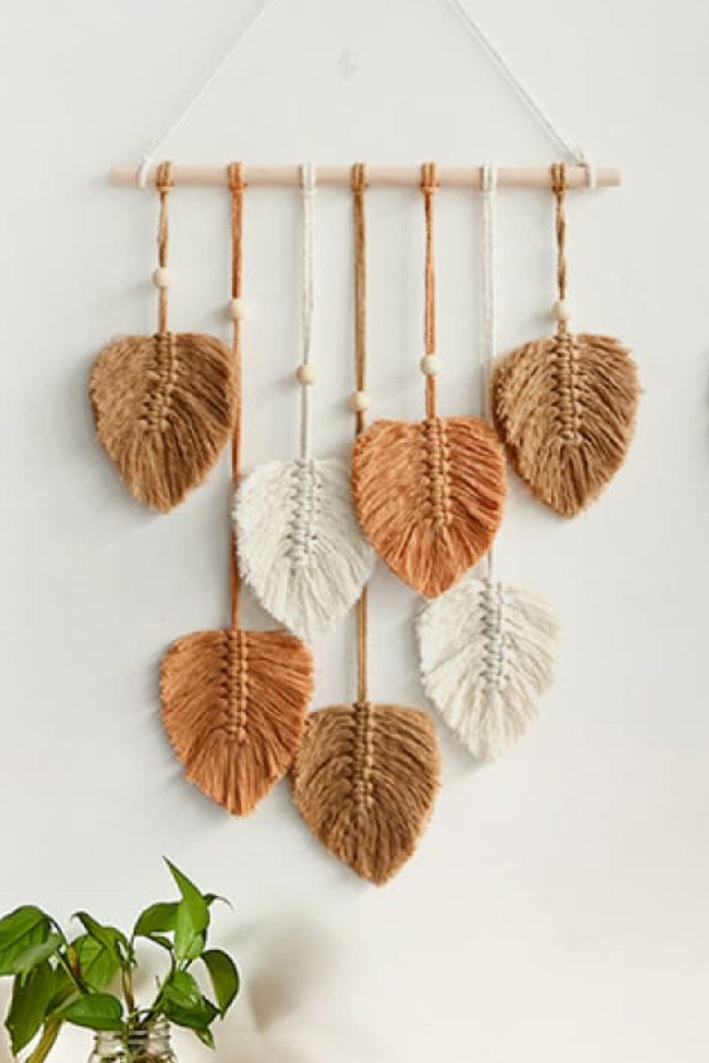 Macrame Leaf Bead Wall Hanging-Handmade, Super Cute!、mySite、g9winljtr