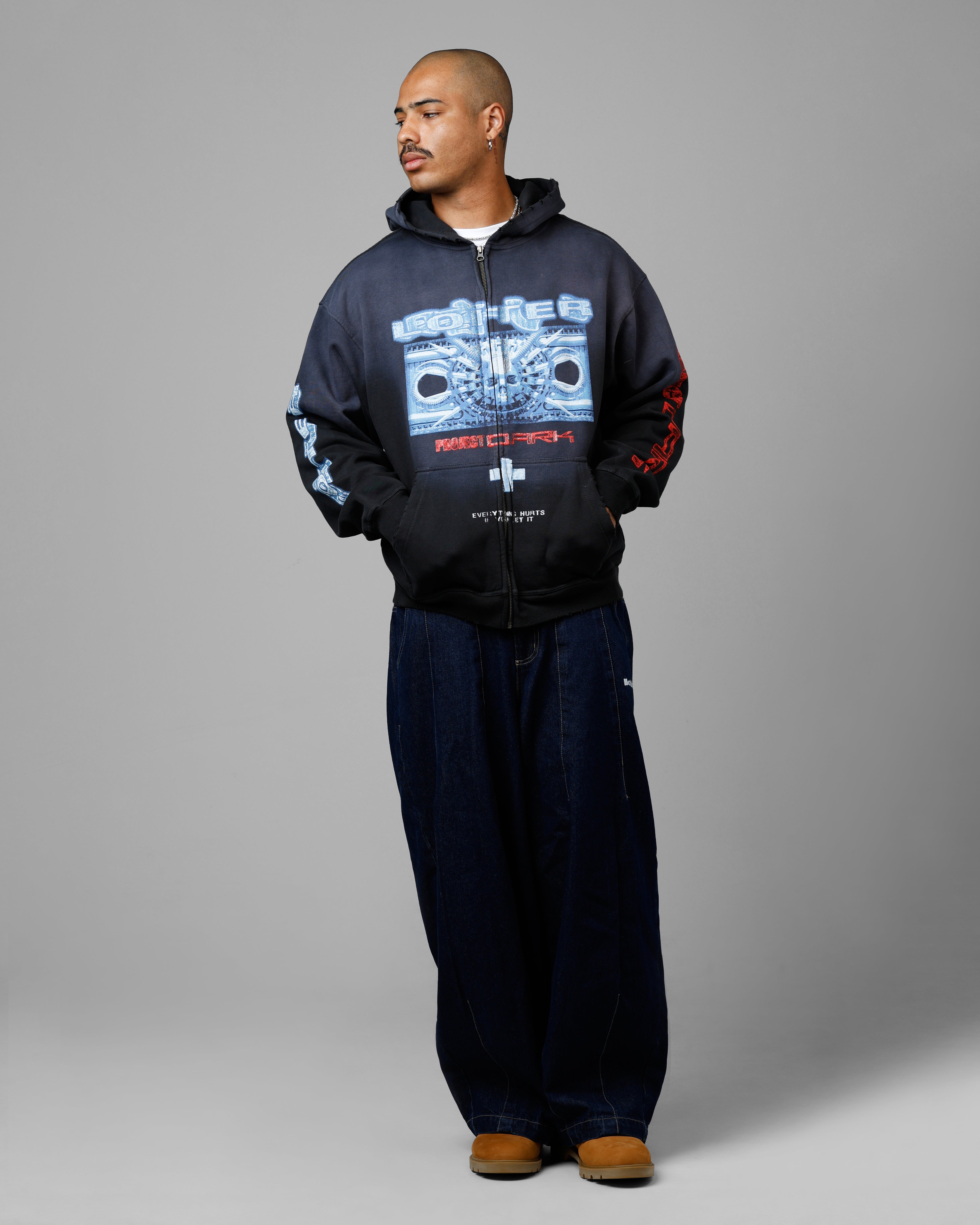 Loiter Void Zip Up Hoodie Washed Black、mySite、zt4zffjzw