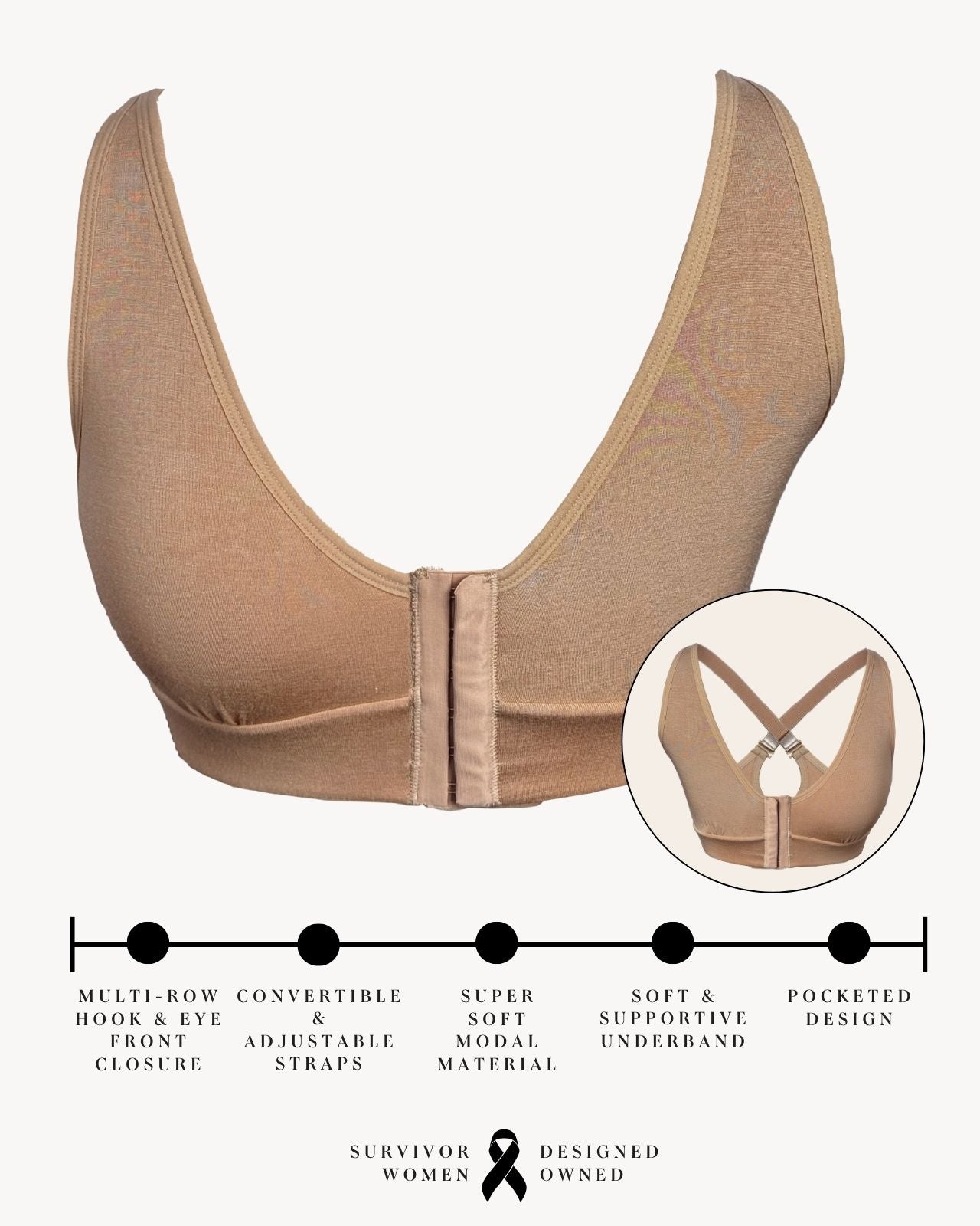 Rora Pocketed Front Closure Bra、mySite、bengalsvssteelers