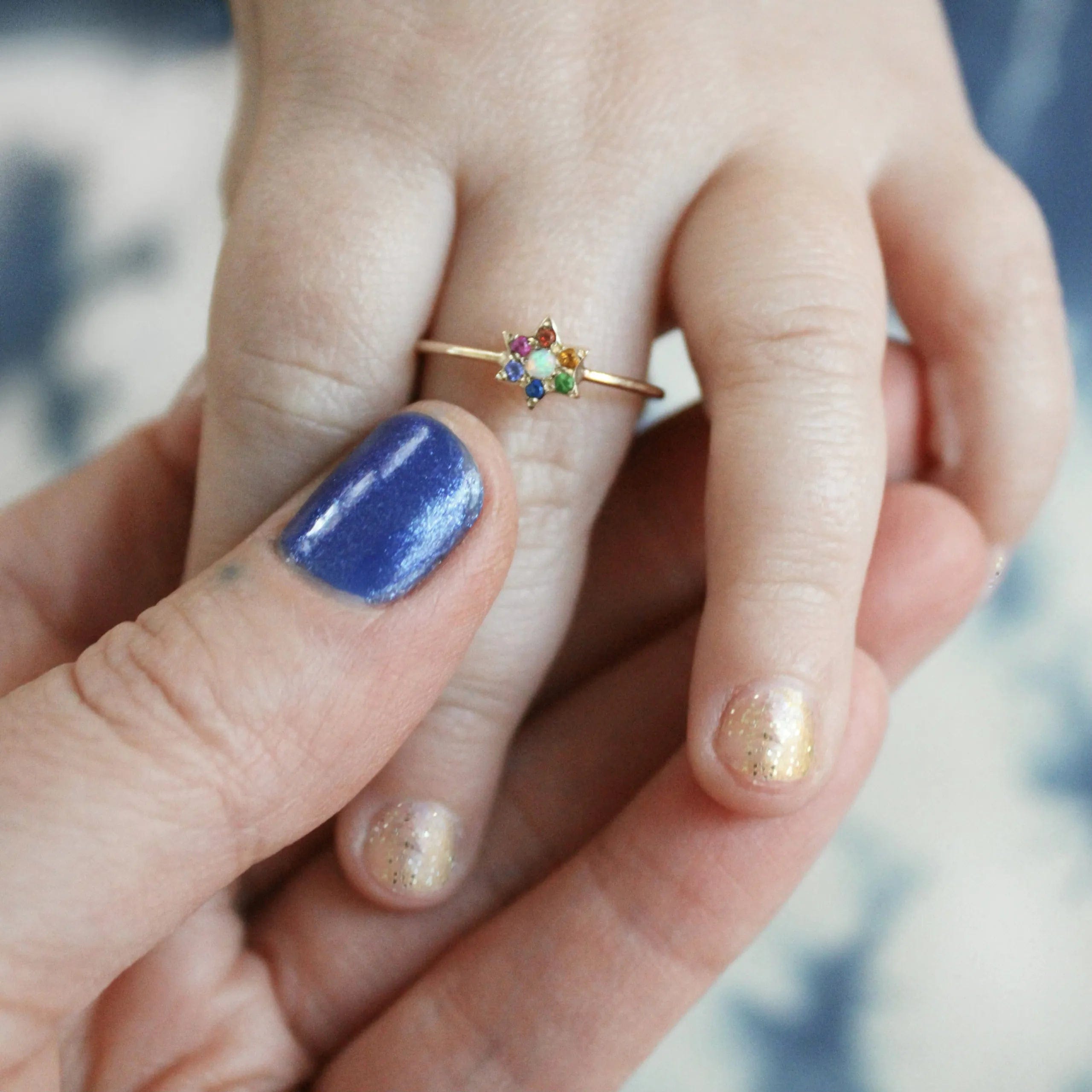 Custom Stones Star of David Ring with Gemstones by Elisa Solomon - 14k Yellow, Rose or White Gold、mySite、topwebapps