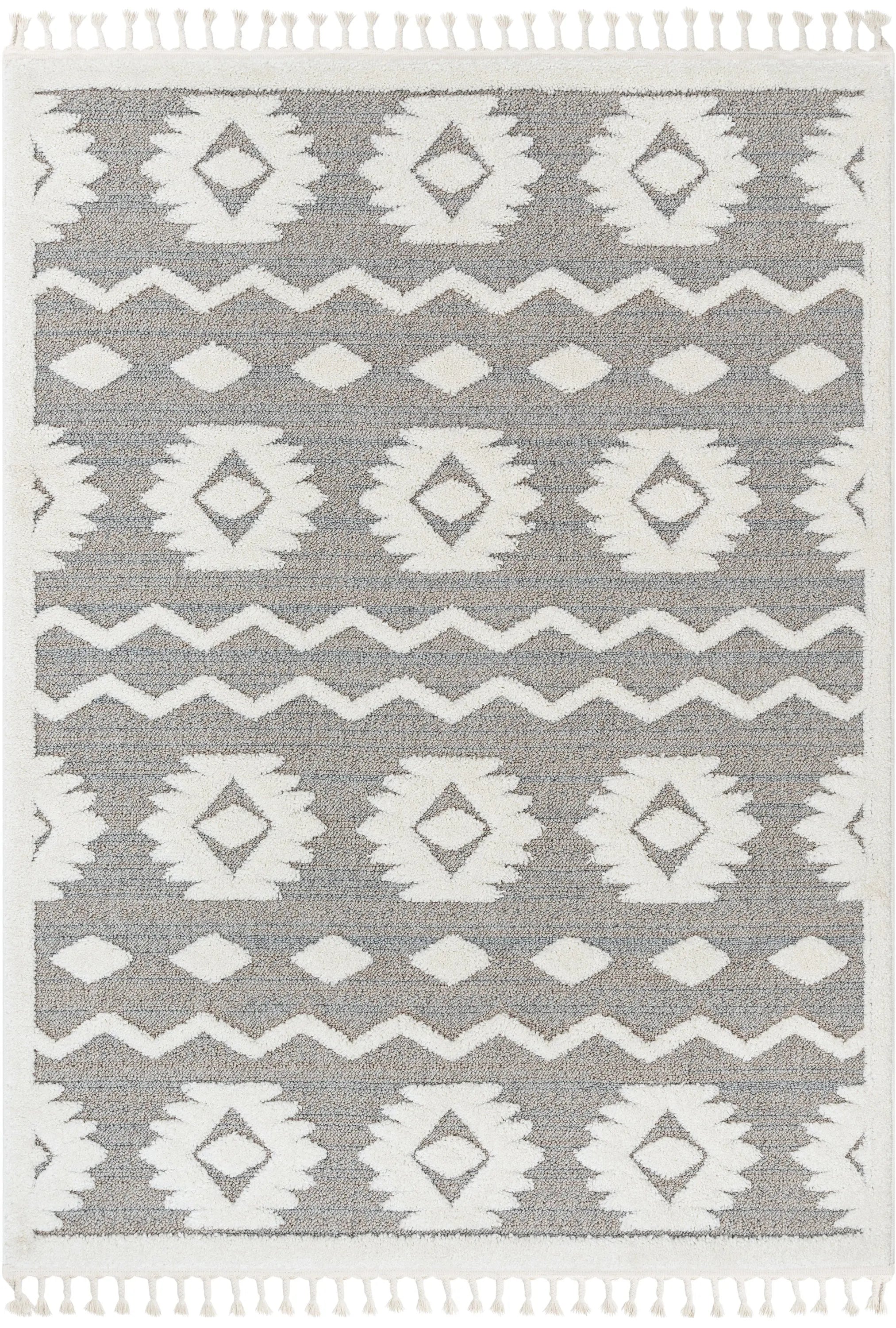 Addison Tribal Moroccan Diamond Pattern Beige High-Low Textured Rug、mySite、gigharbornorthrealestate