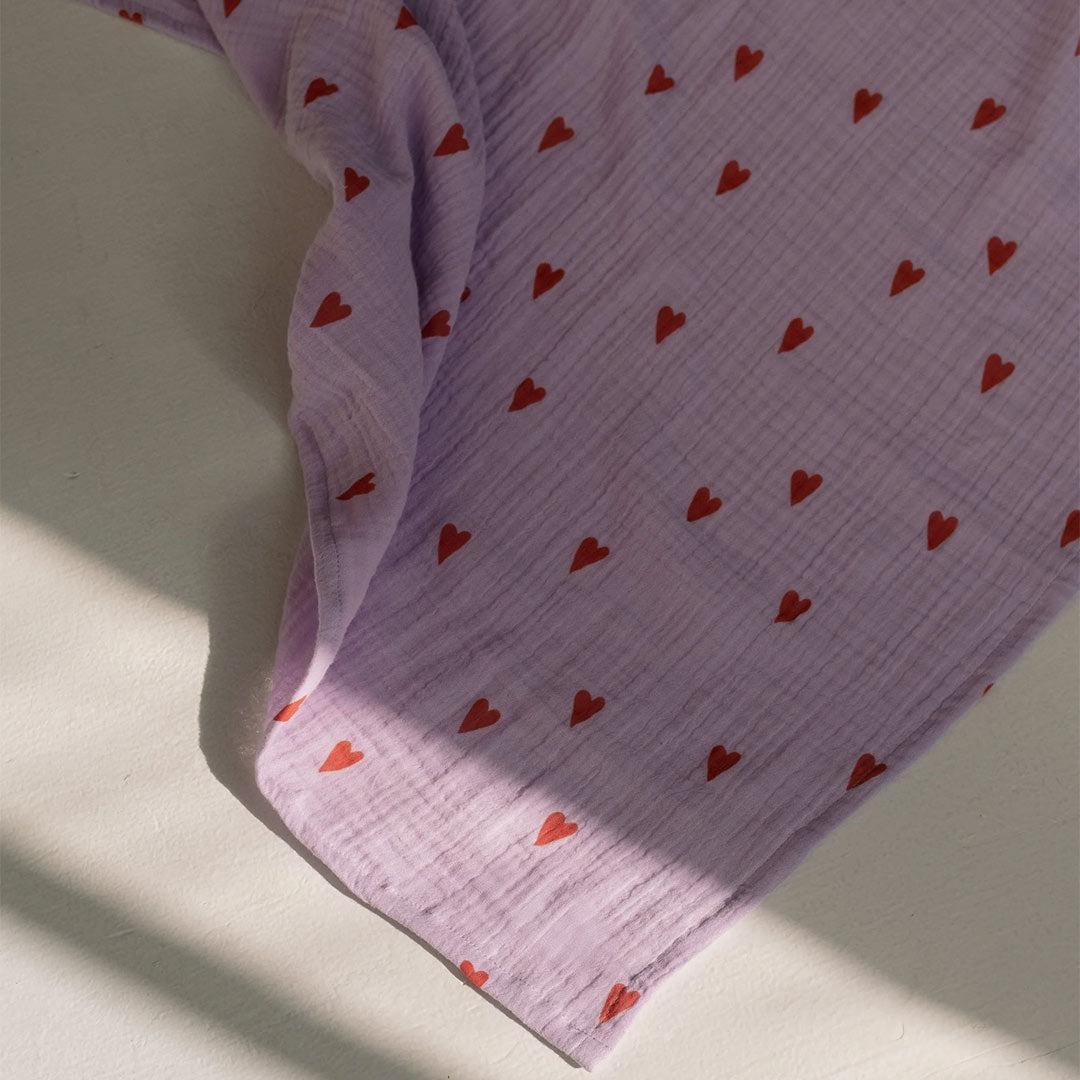  Studio Noos Lilac Hearts Swaddle 70x70 - Lilac、mySite、merchandisen