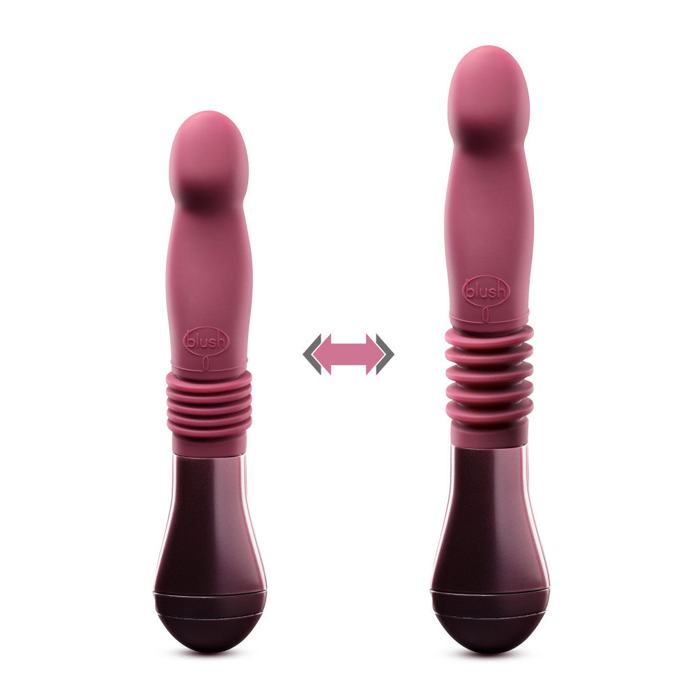 Temptasia By Blush® | Trixie Curved G-Spot Wine 10-Inch Long Thrusting Rechargeable Vibrating Dildo、mySite、bottomscart