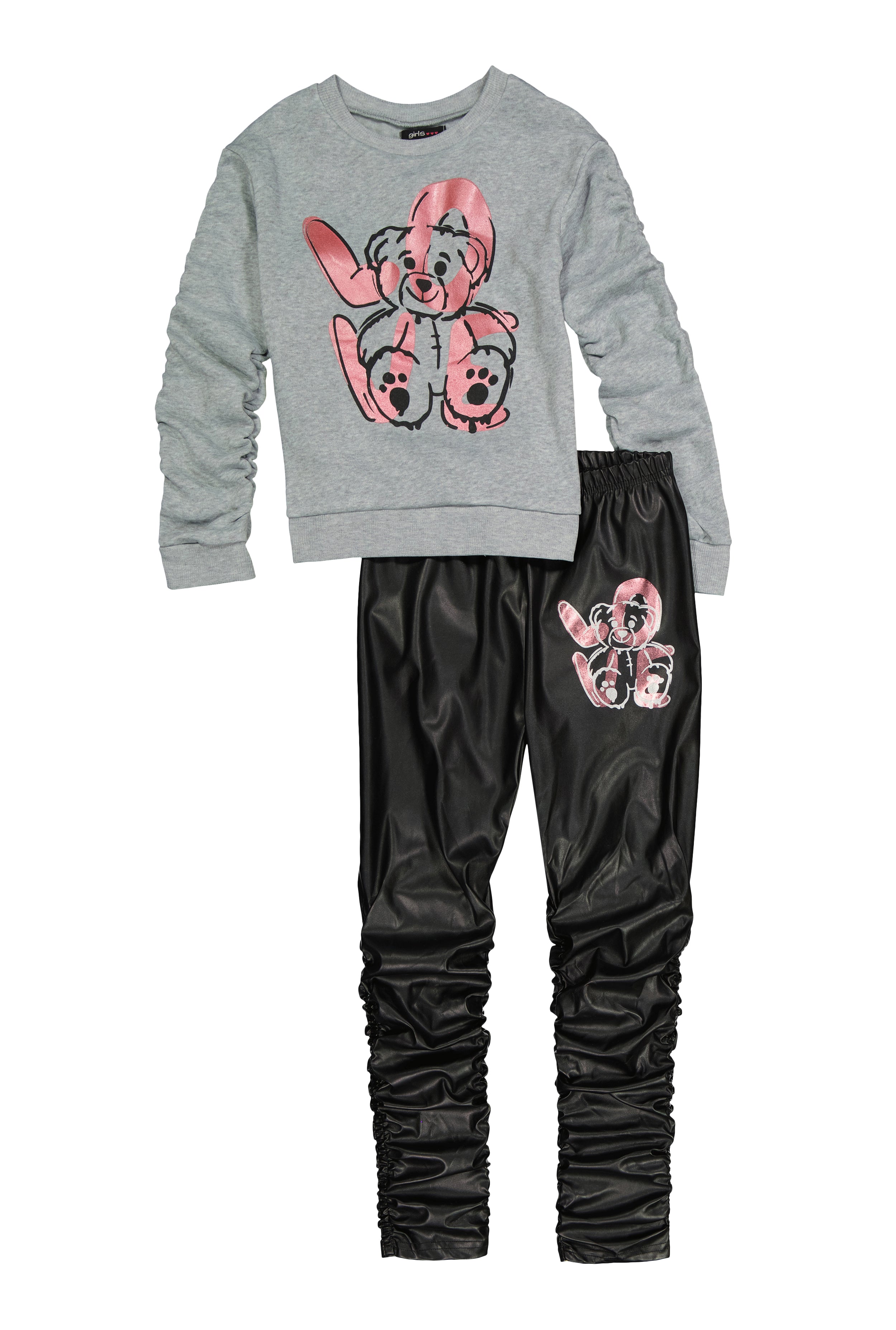 Girls Love Bear Graphic Sweatshirt and Stacked Leggings、mySite、camillekostekn