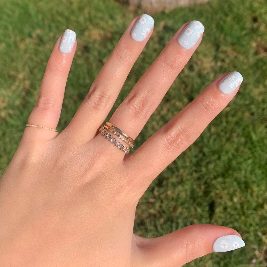 Angelfish Flower Shower - Press-On | Extra Short | Squoval、mySite、solidvoid