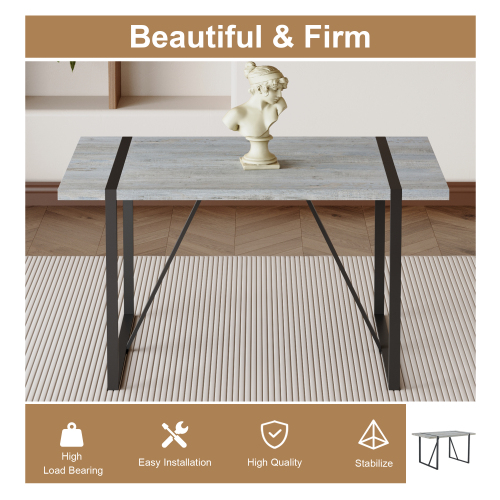 Rustic Industrial Rectangular Wood Dining Table For 4-6 Person, With 1.5" Thick Engineered Wood color Tabletop and Black Metal Legs,Desk For Kitchen Dining Living Room, 55.1" x 31.4"x 29.9"1529W115172、、casual